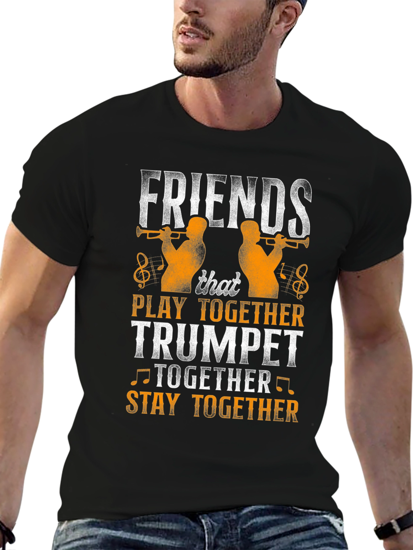 Black Friends Trumpet Player Graphic Tee view 6