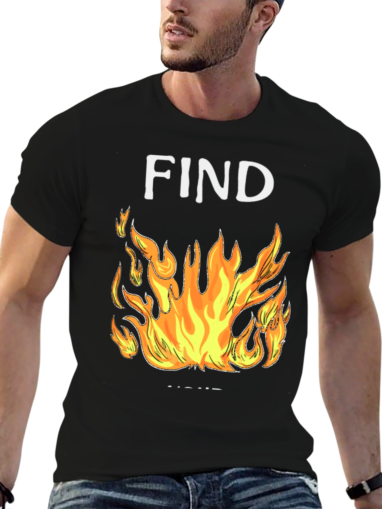 Black Find Your Fire Graphic Tee - Black Cotton Blend Shirt view 6