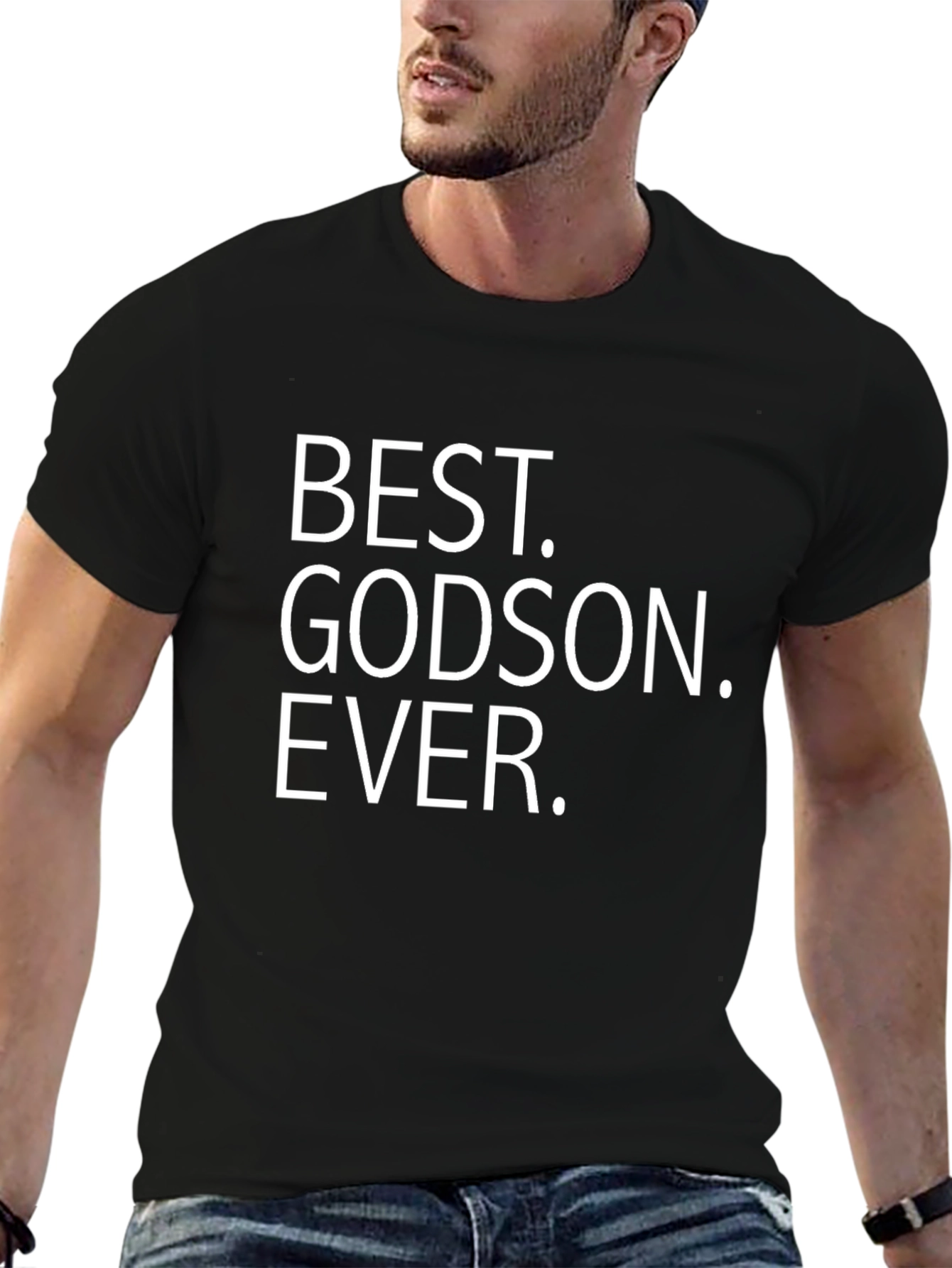 Black Best Godson Ever Black Graphic T-Shirt view 6