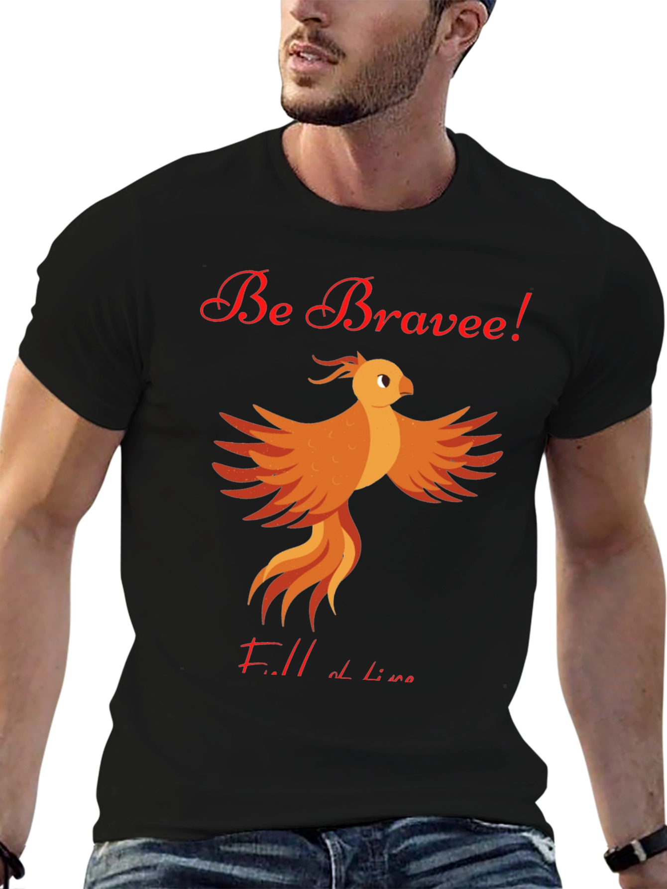 Black Be Brave Phoenix Graphic Tee - Motivational T-Shirt view 6