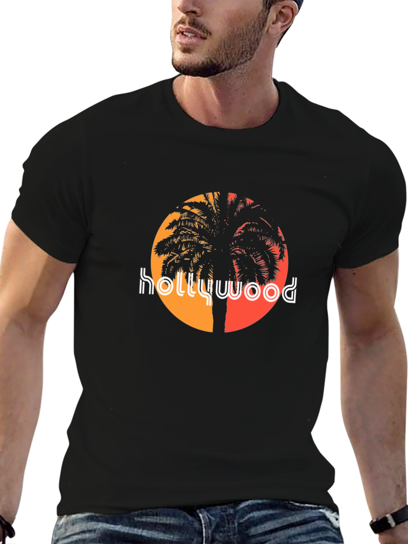 Black Hollywood Palm Tree Graphic Tee - Black T-Shirt view 6