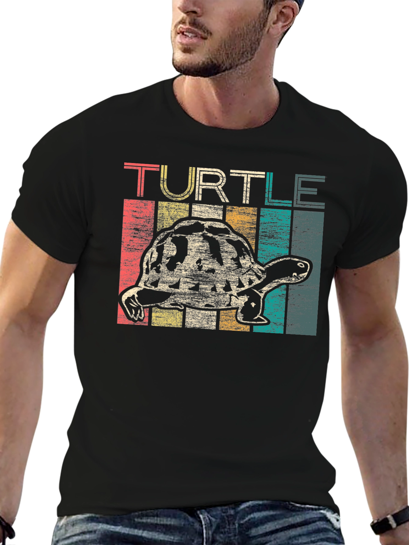 Black Retro Turtle Graphic T-Shirt - Vintage Style view 6