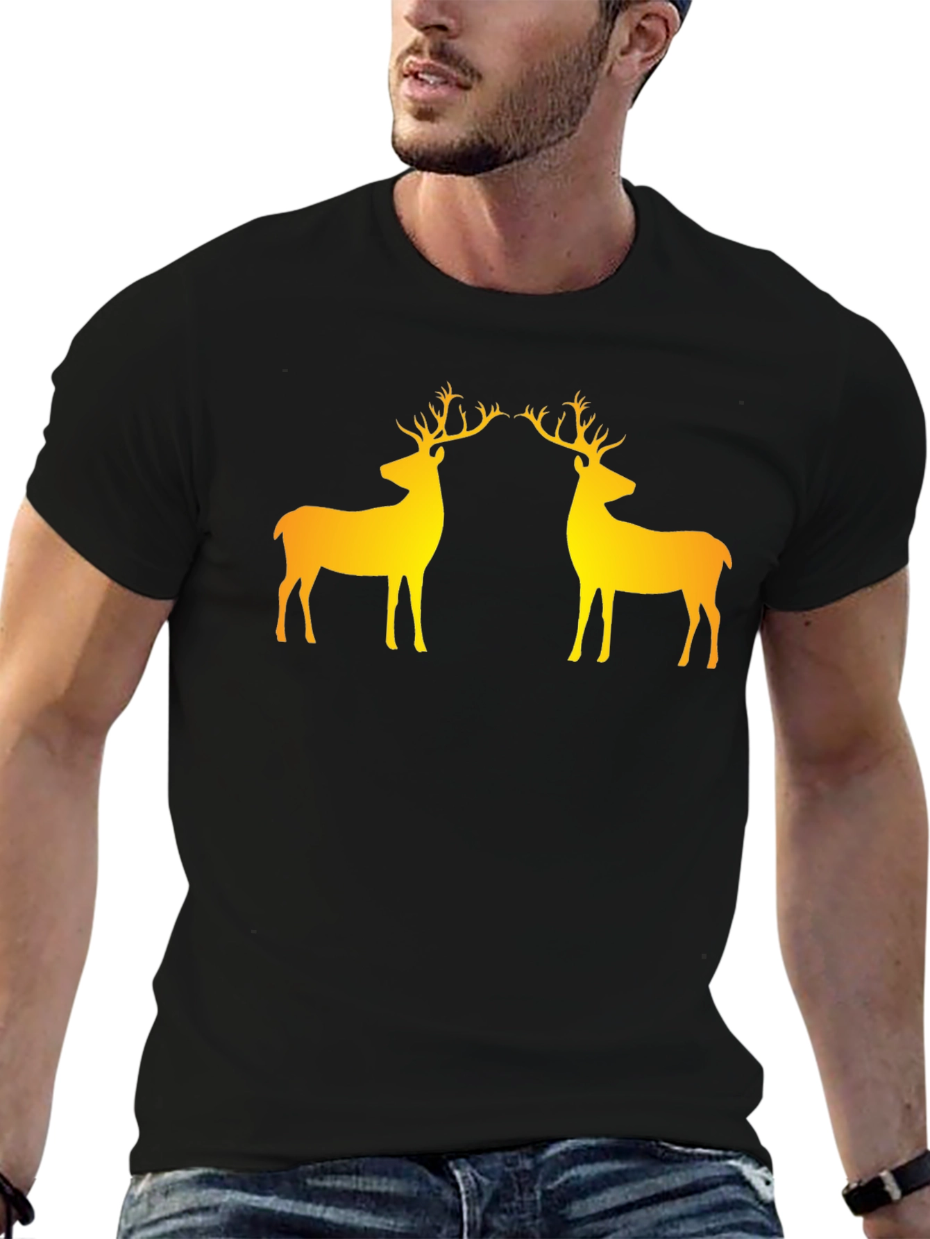 Black Golden Stag Graphic Tee - Black view 6