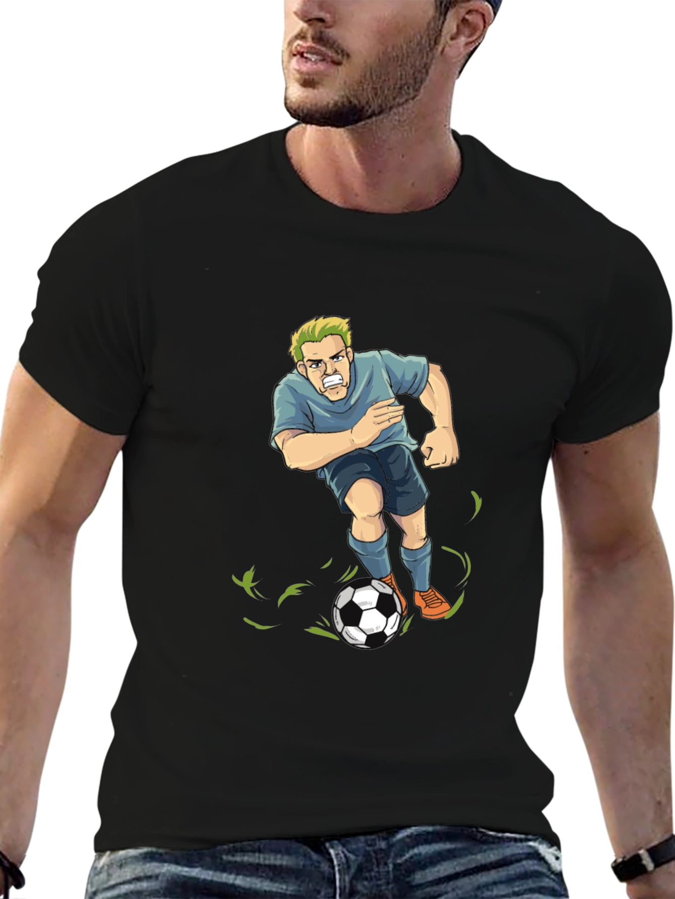 Black Soccer Player Graphic T-Shirt - Black view 6