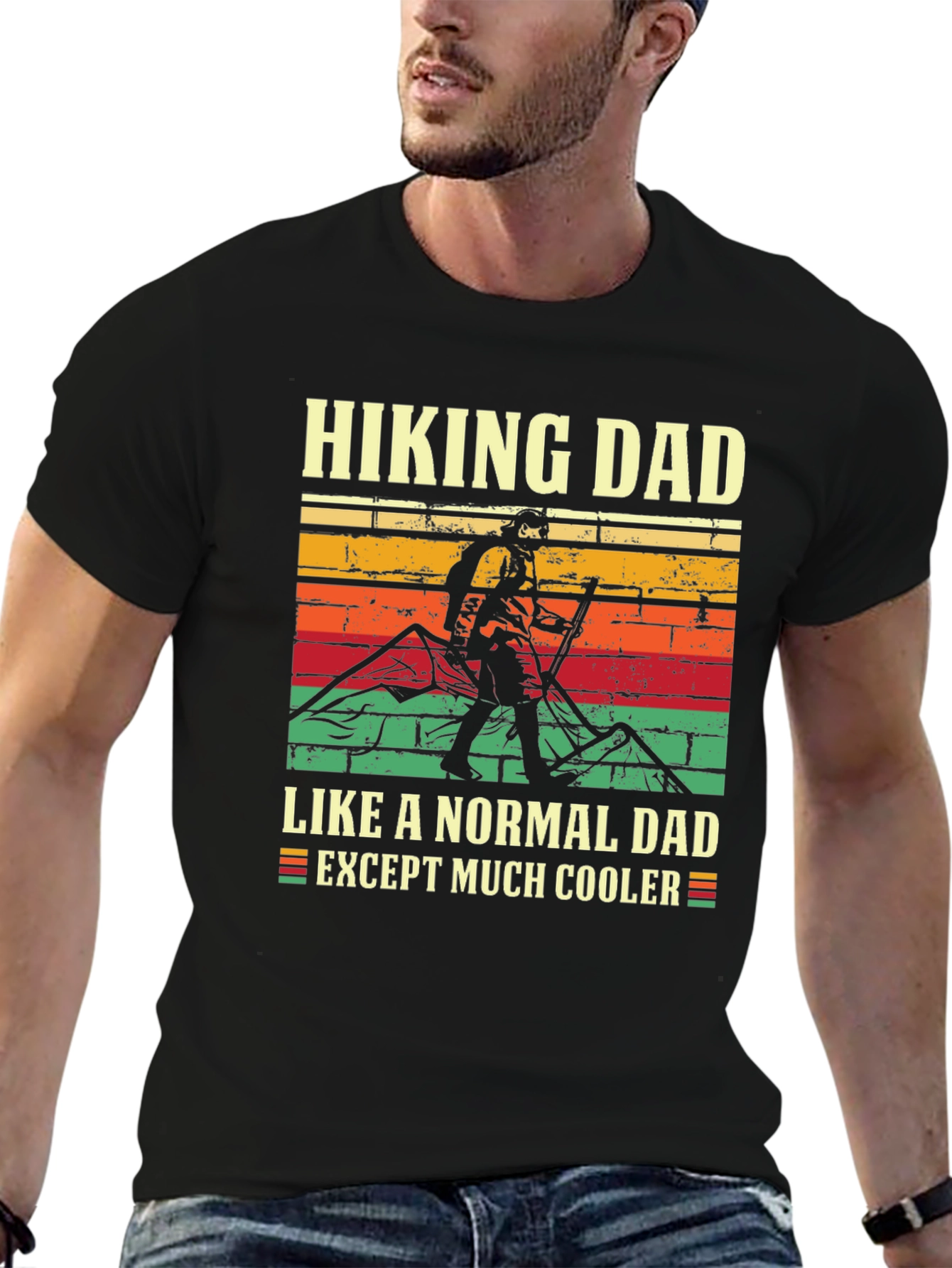 Black Hiking Dad T-Shirt - Cooler Than Normal! view 6