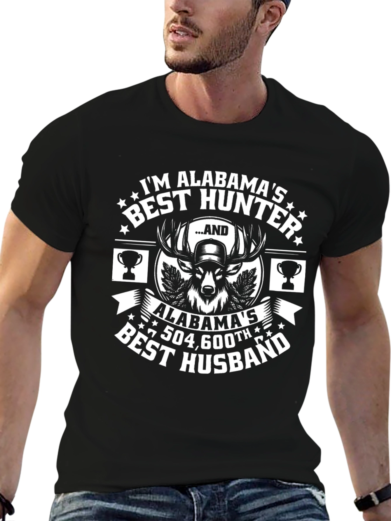 Black Alabama's Best Hunter, 504,600th Best Husband T-Shirt view 6