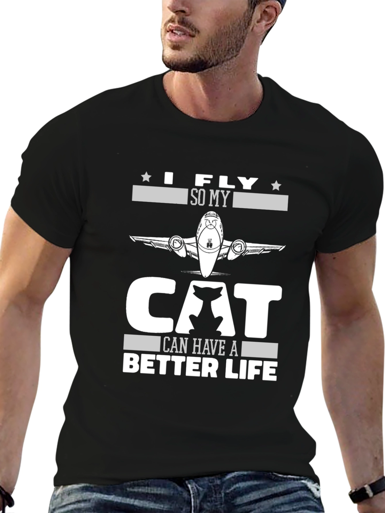 Black I Fly So My Cat Can Have A Better Life T-Shirt view 6