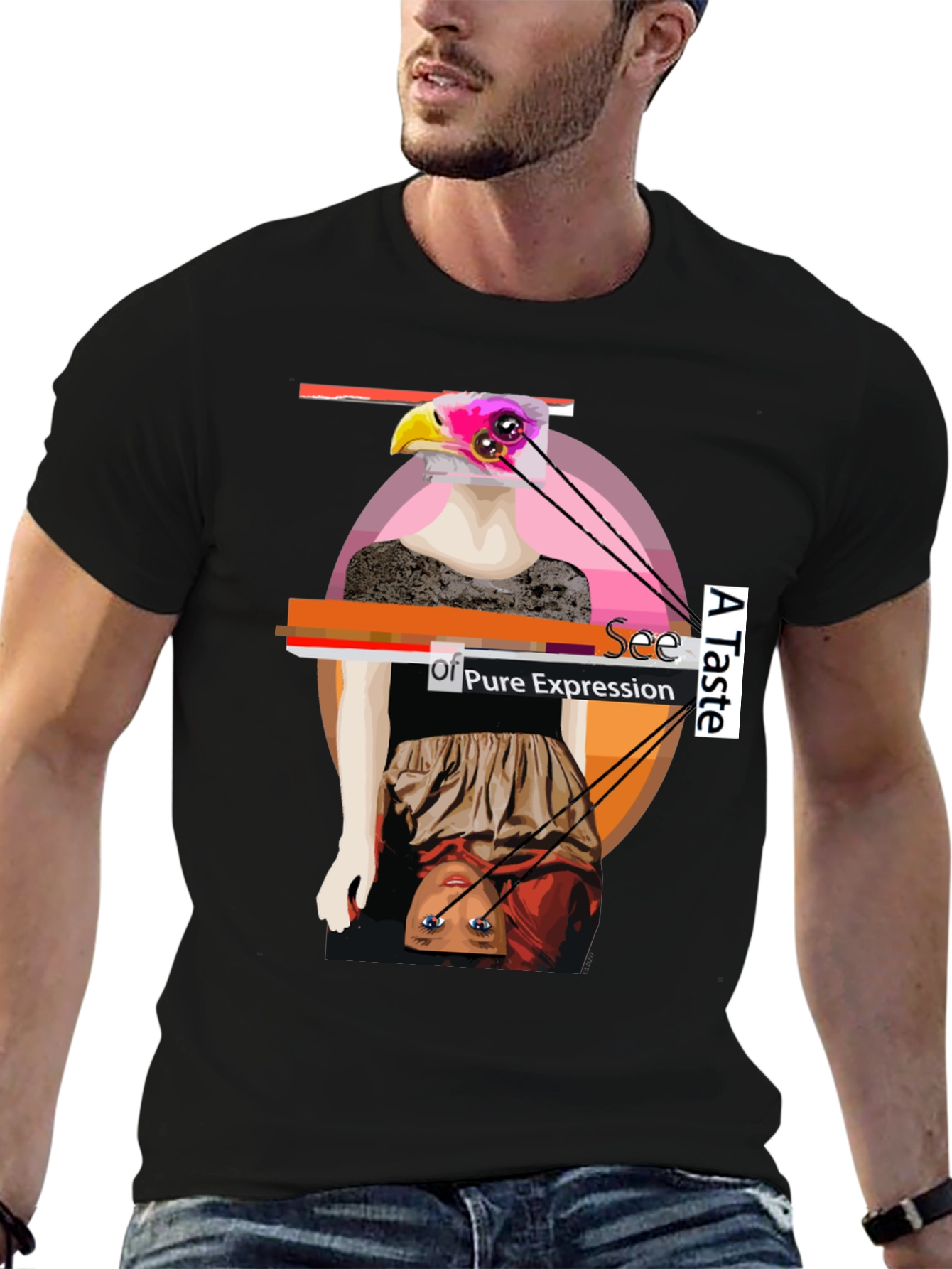 Black Unique Graphic Print Tee - Art Expression view 6
