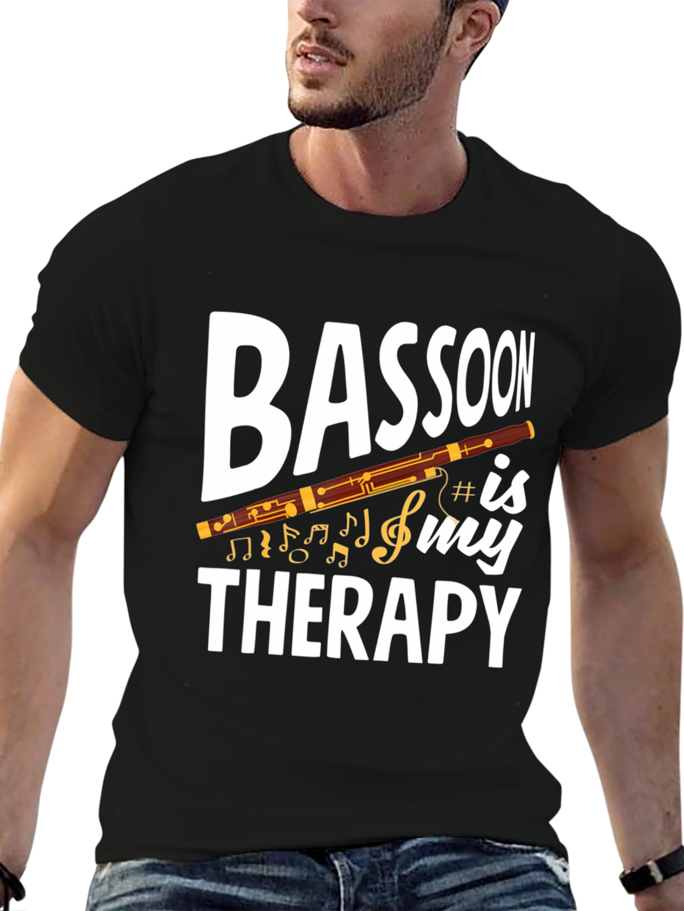 Black Bassoon Therapy Graphic Tee - Music Lover T-Shirt view 6