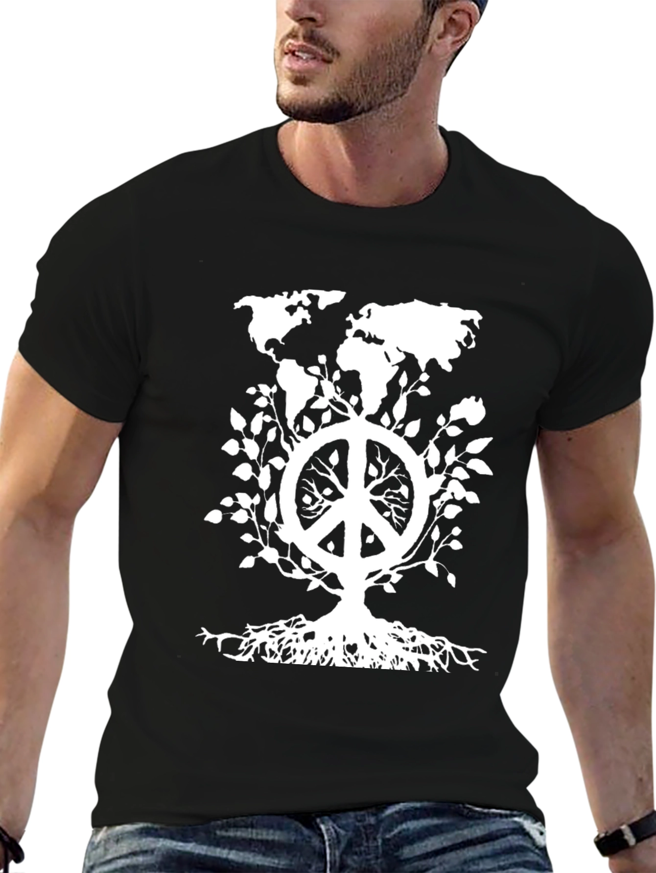 Black Peace Tree World Graphic Tee view 6