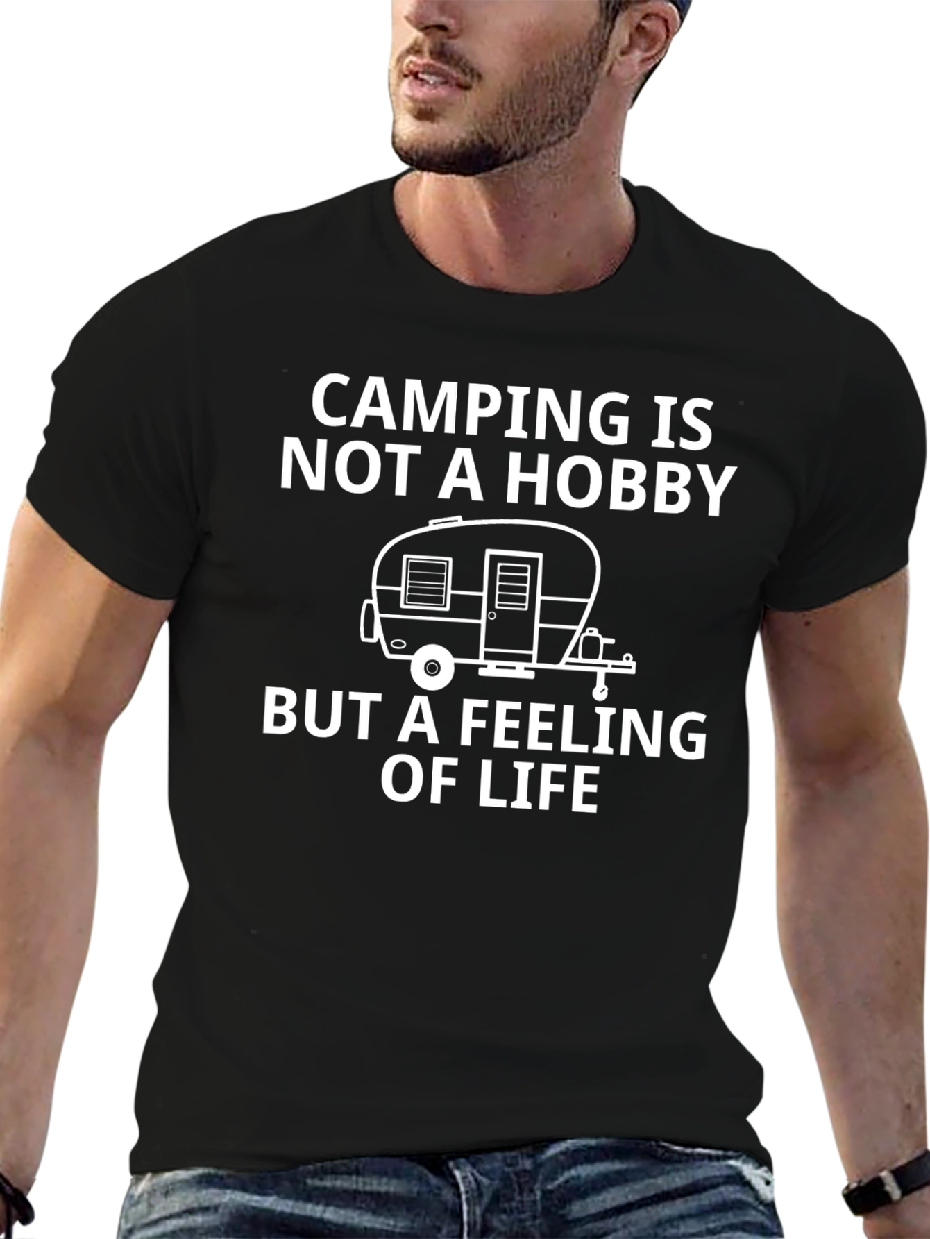 Black Camping is Not a Hobby Black Graphic Tee view 6