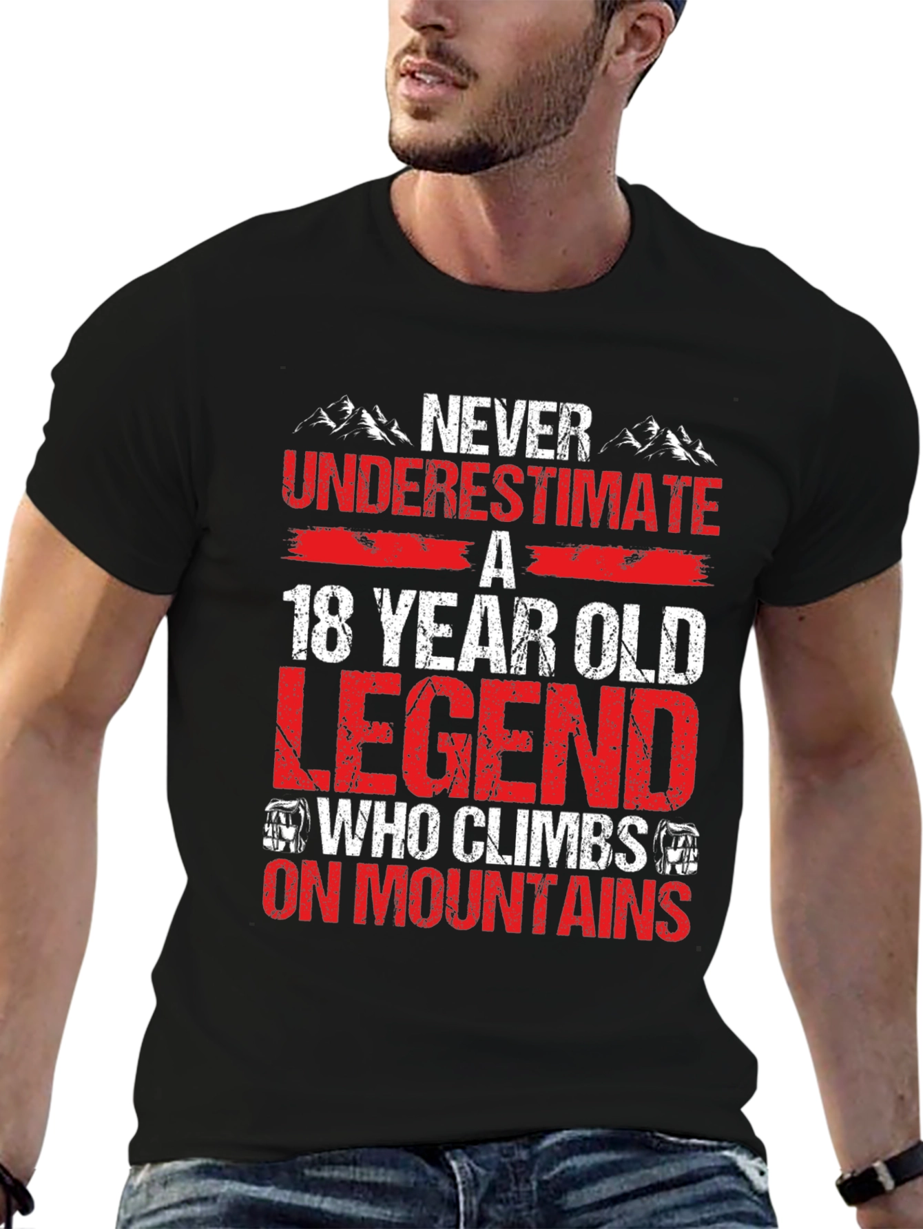 Black 18 Year Old Legend Who Climbs On Mountains T-Shirt view 6