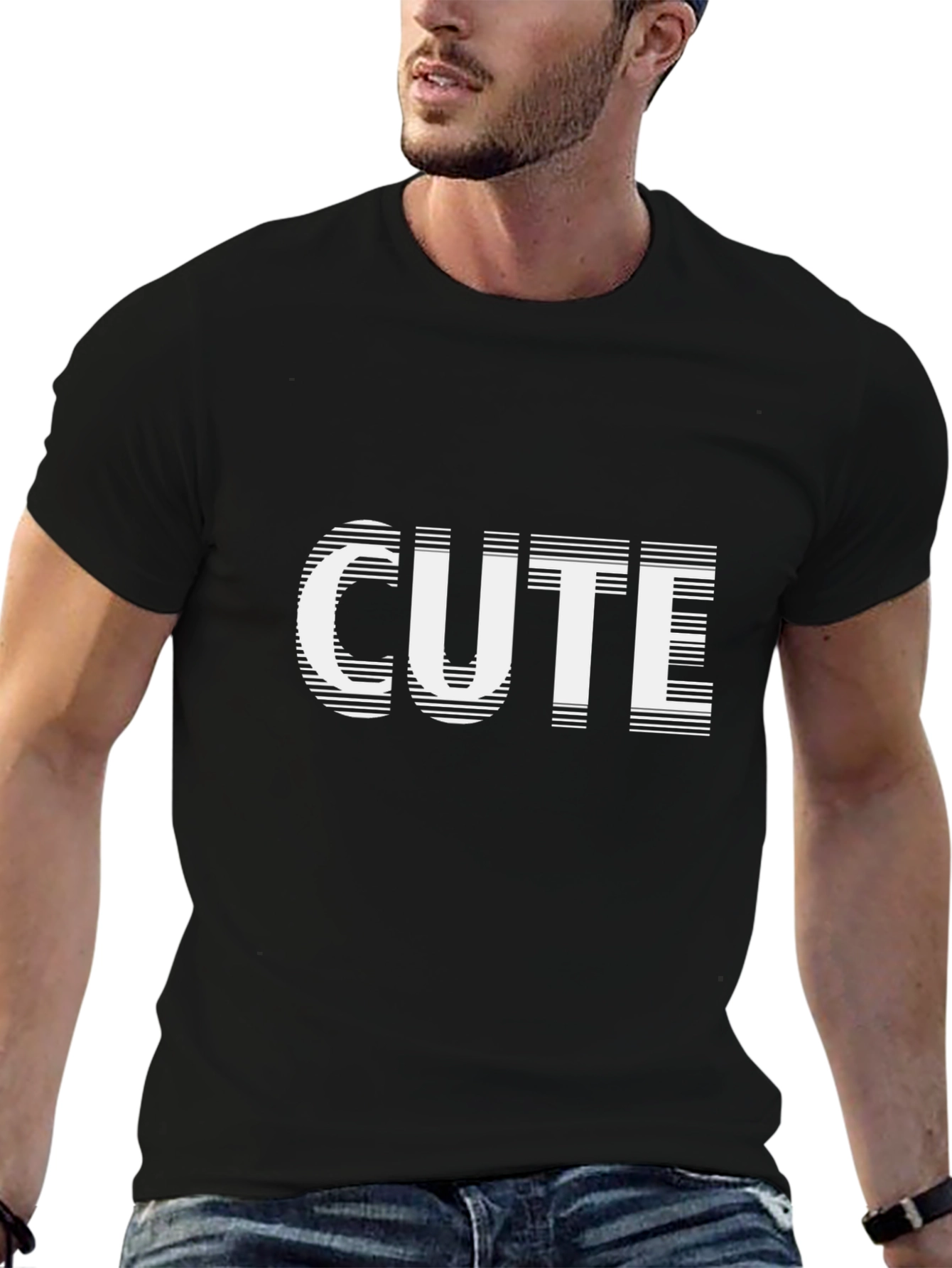 Black Black T-Shirt - Cute Text Graphic - Casual Style view 6