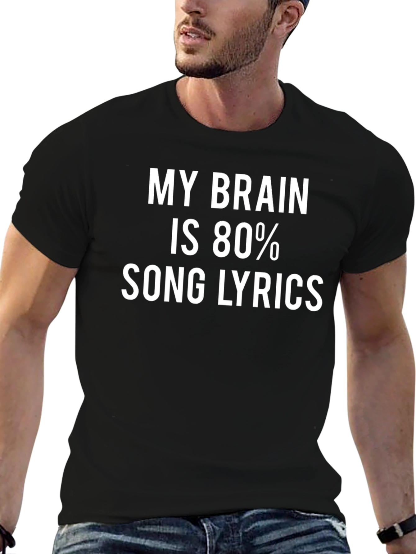 Black My Brain is 80% Song Lyrics T-Shirt view 6