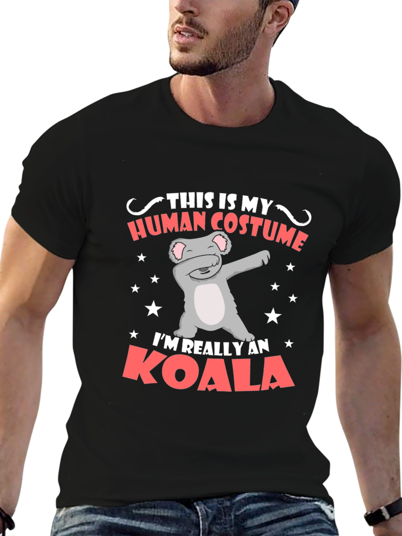 Black Funny Koala Human Costume T-Shirt view 6