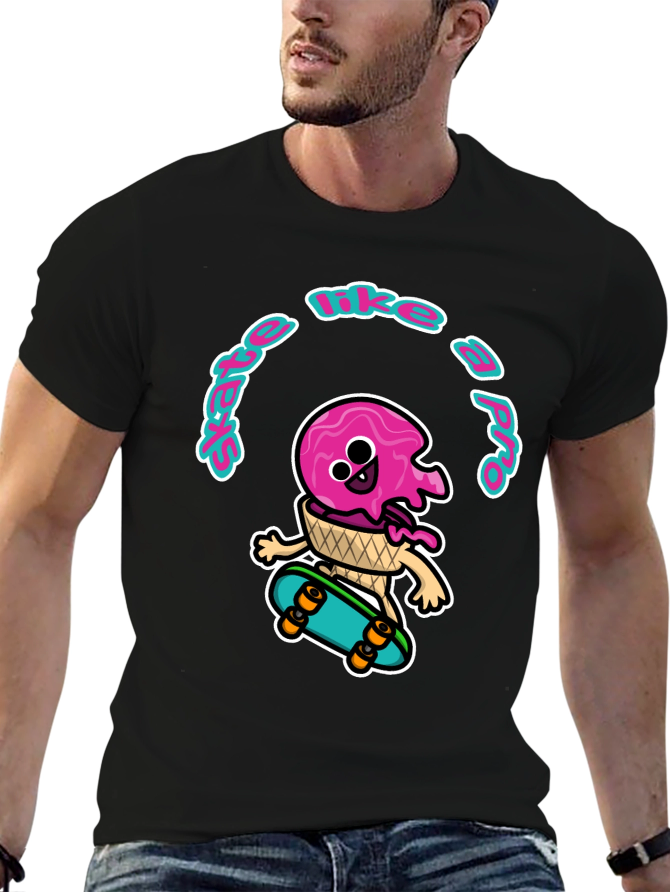 Black Skate Like a Pro Ice Cream T-Shirt view 6