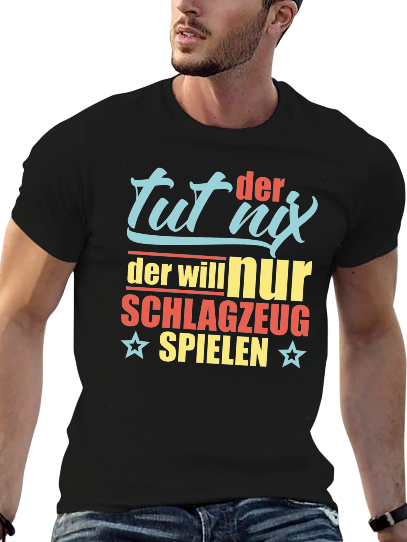 Black Tut Nix Drum T-Shirt - Funny German Drummer Tee view 6