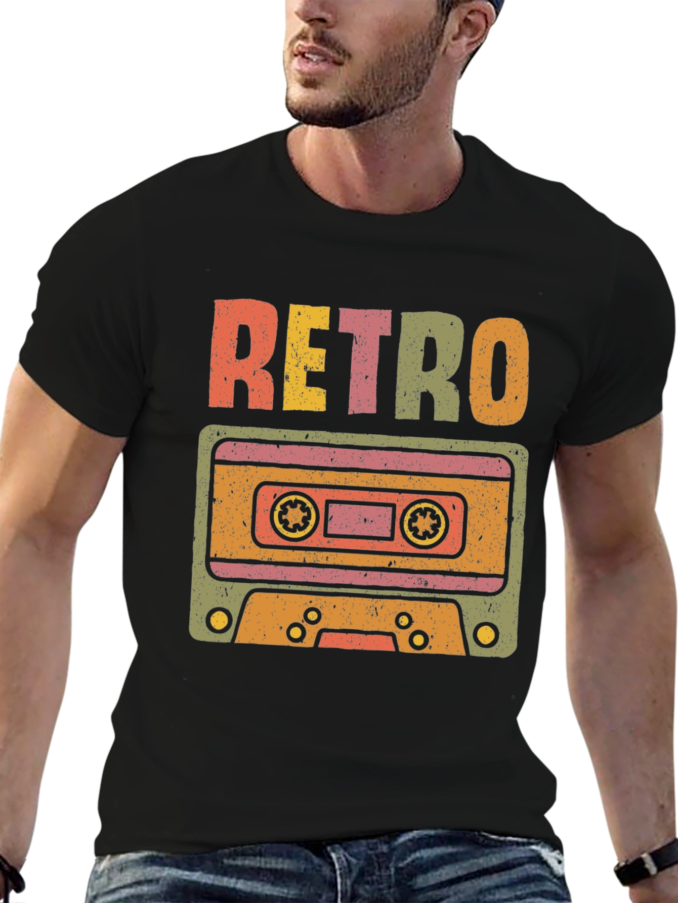 Black Retro Cassette Tape T-Shirt - Vintage Style view 6