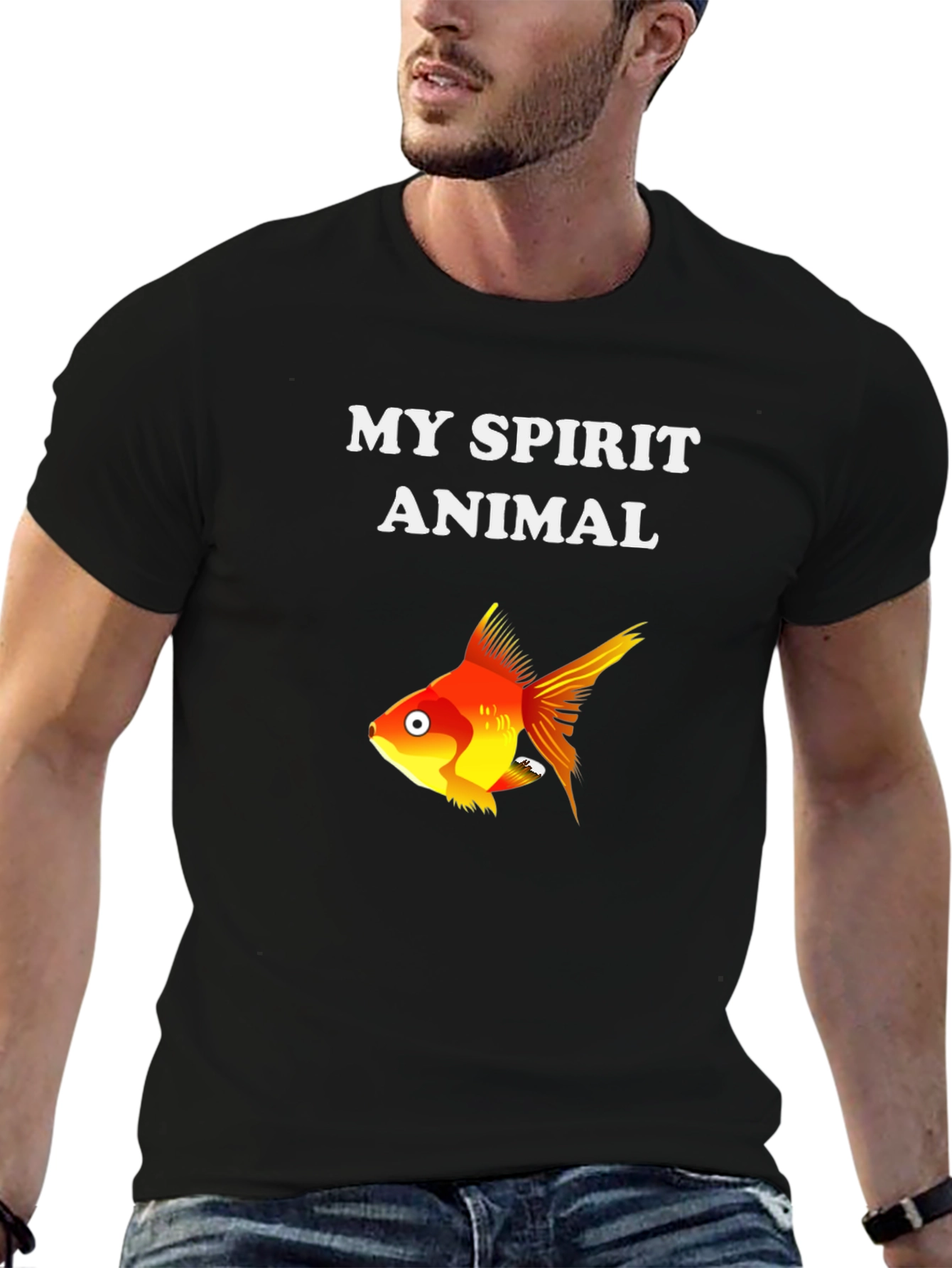 Black My Spirit Animal Goldfish Graphic Tee - Soft Cotton Blend view 6