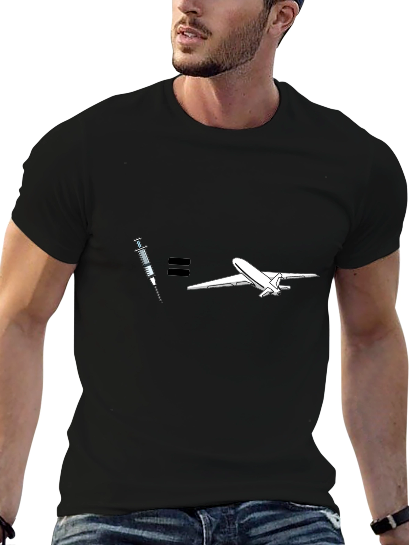 Black Vaccine = Travel Graphic T-Shirt view 6