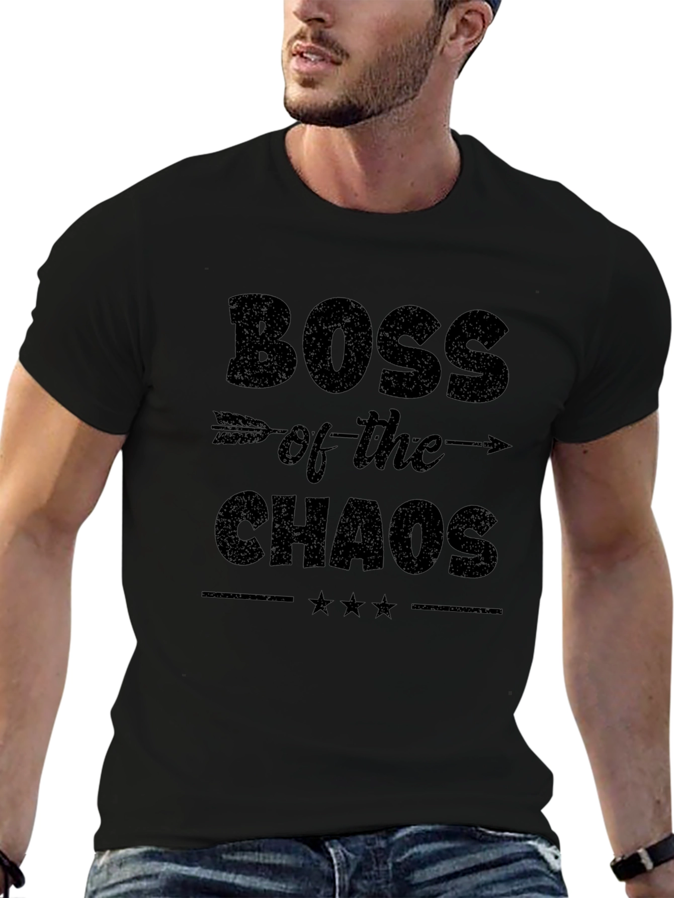 Black Boss of the Chaos Black Graphic T-Shirt view 6