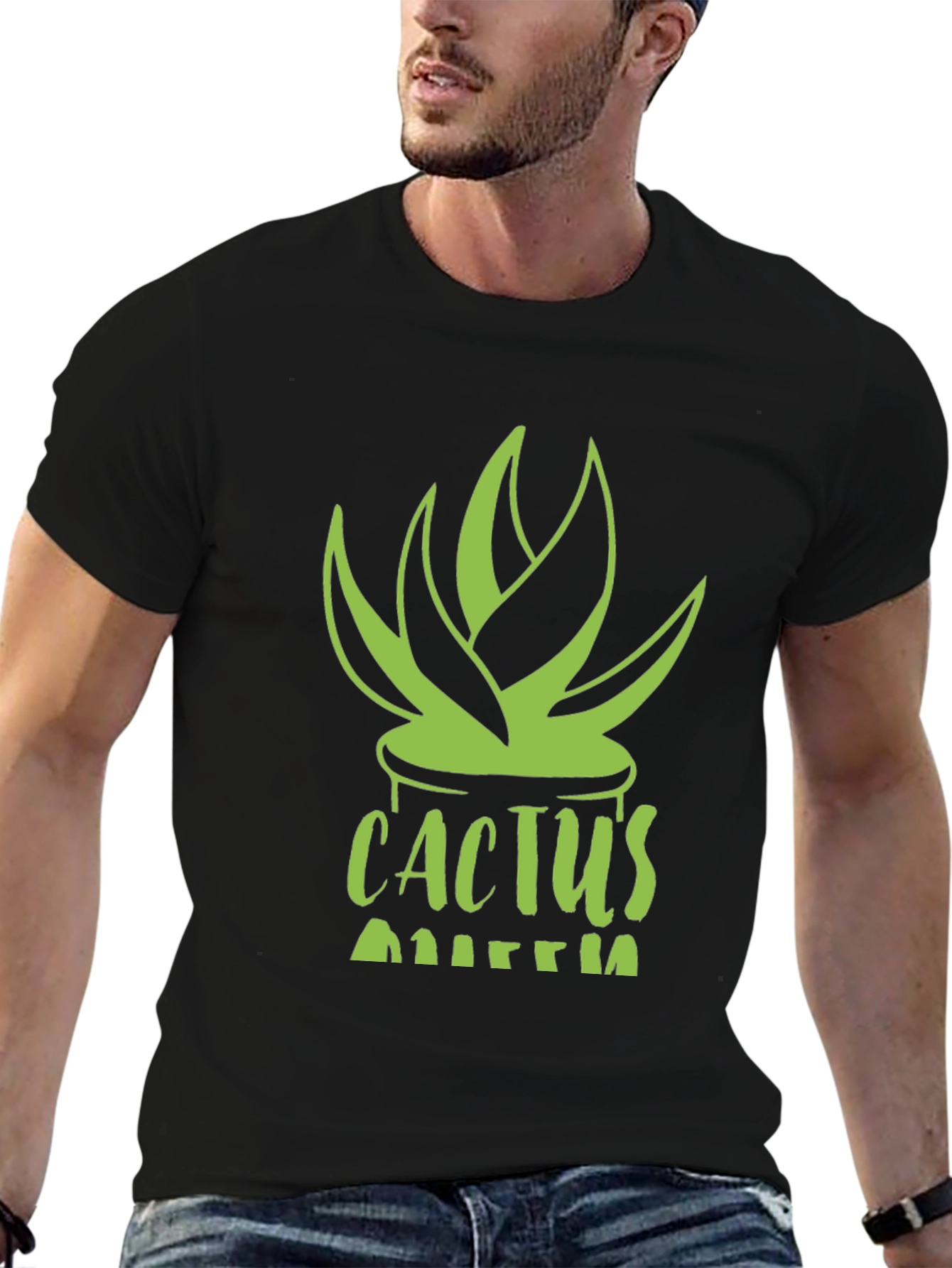 Black Cactus Queen Black T-Shirt - Stylish Plant Lover Tee view 6