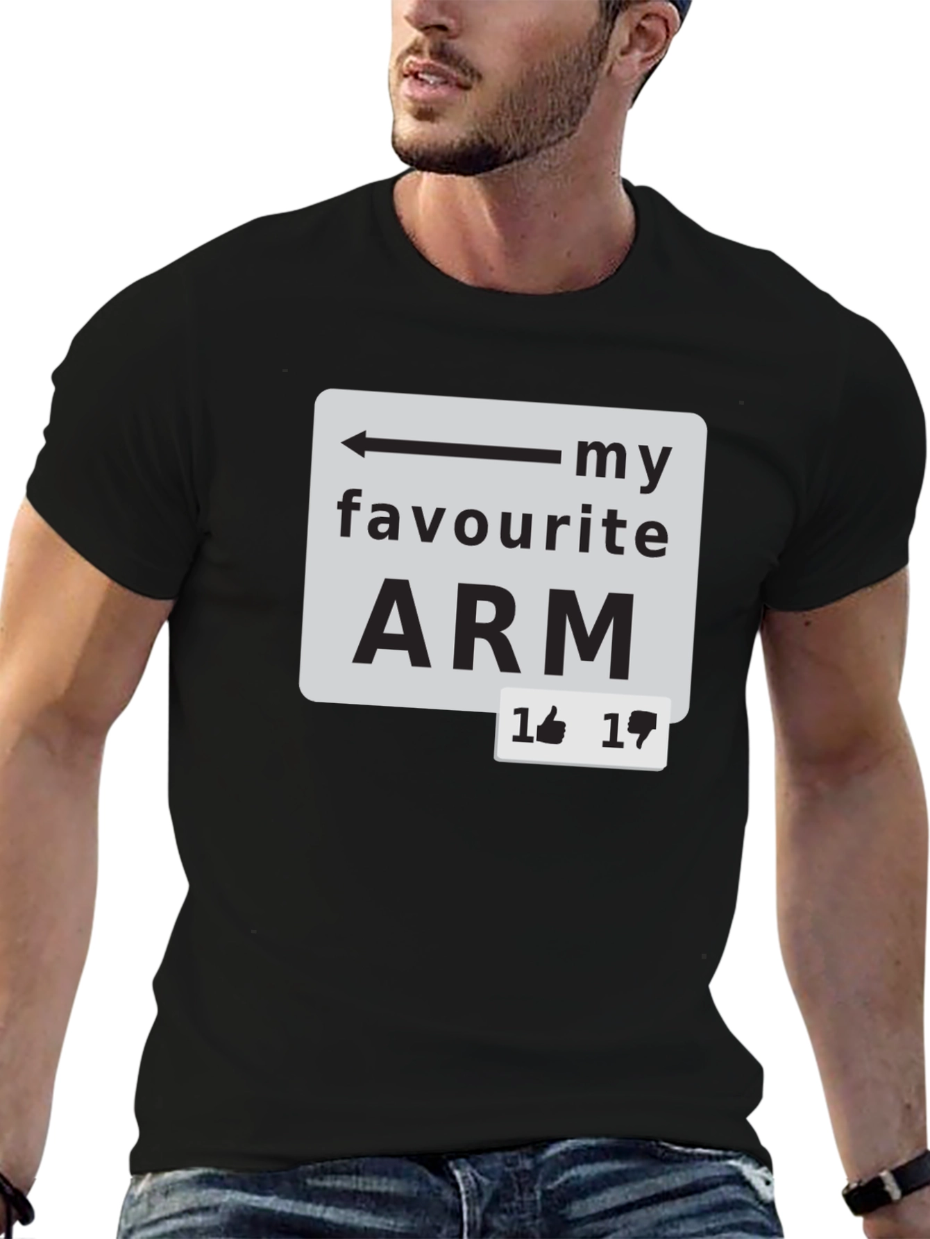 Black My Favourite Arm T-Shirt - Funny Sarcastic Tee view 6