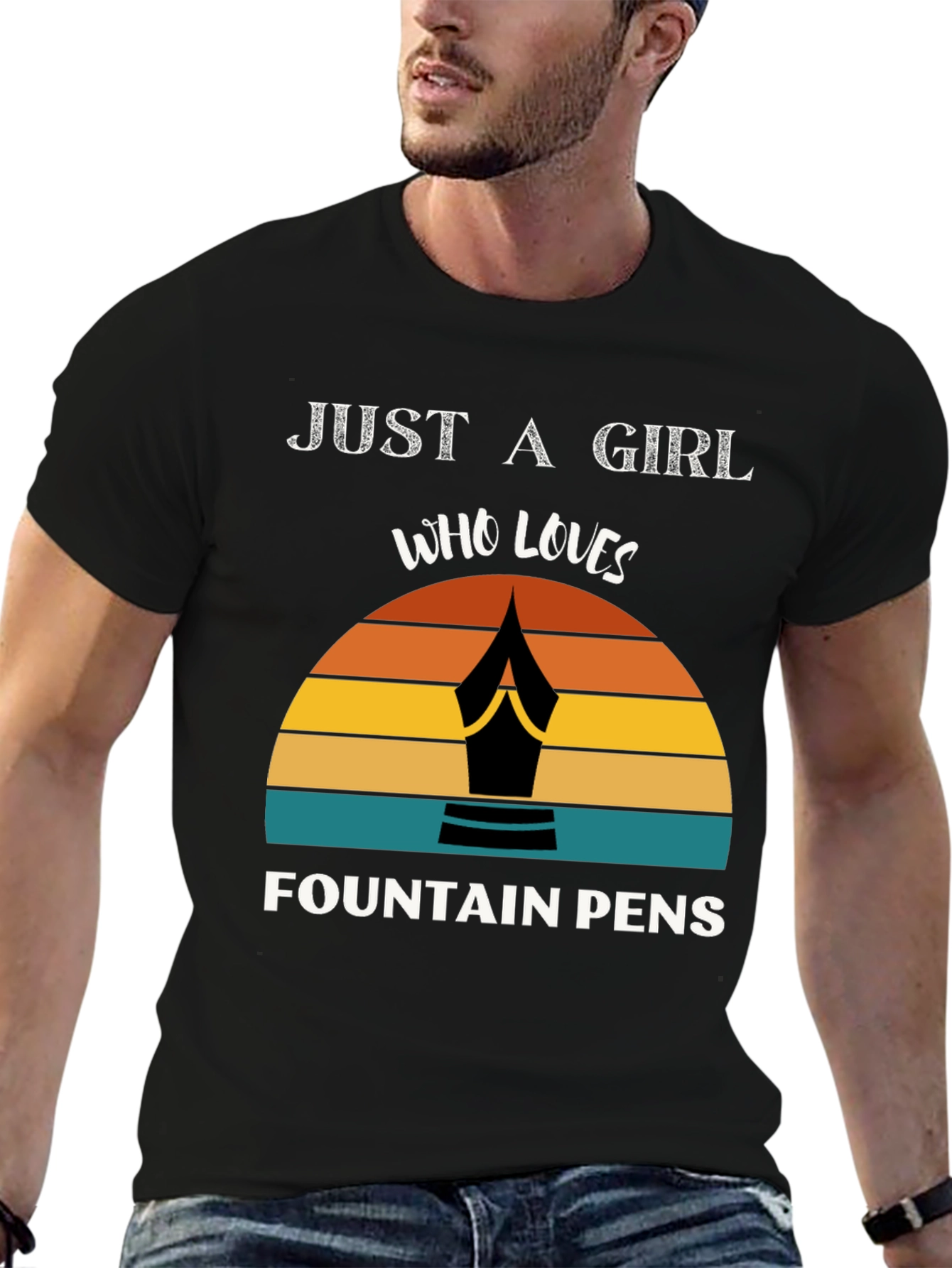 Black Fountain Pen Lover's Graphic Tee view 6