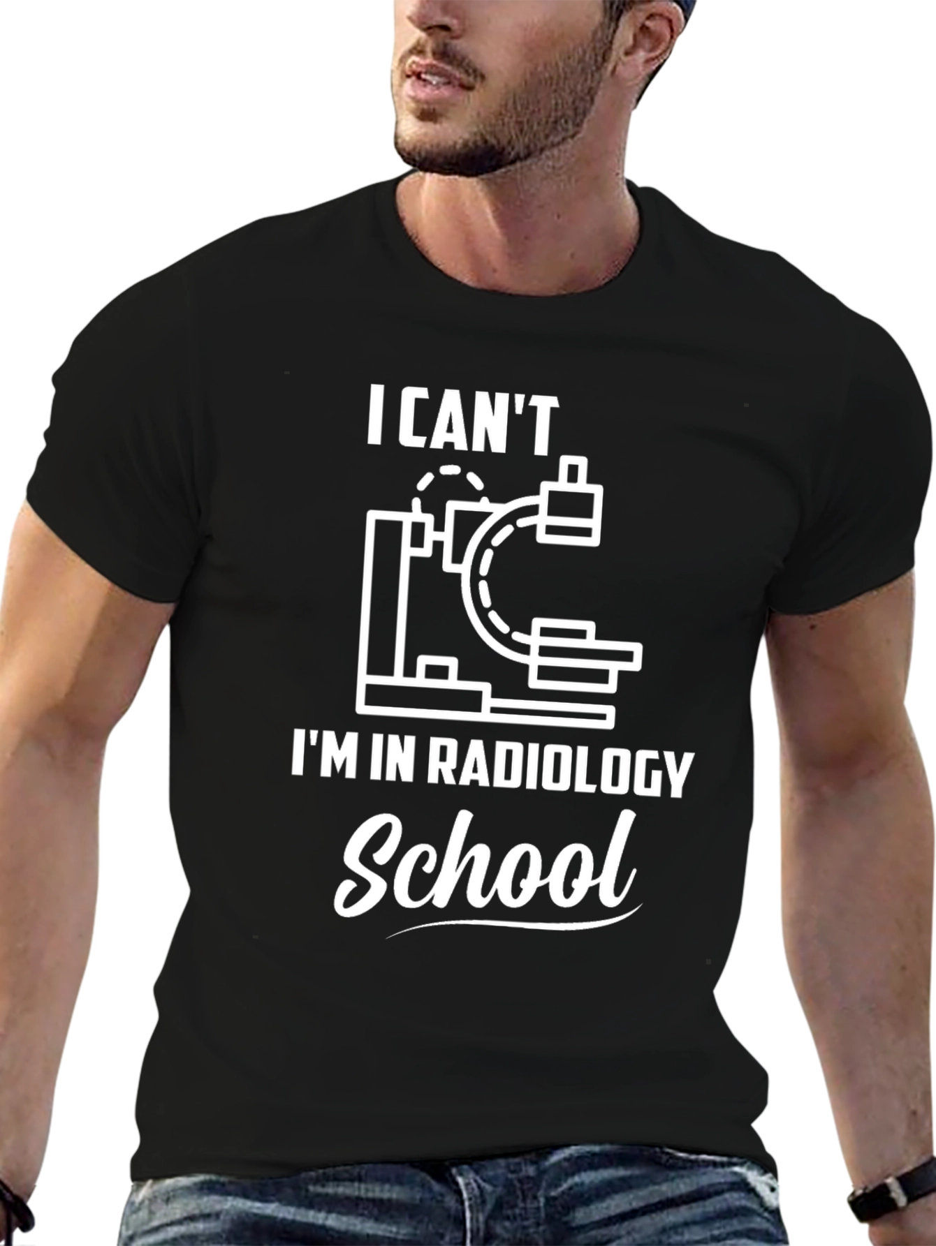 Black Radiology School T-Shirt - X-Ray Design view 6