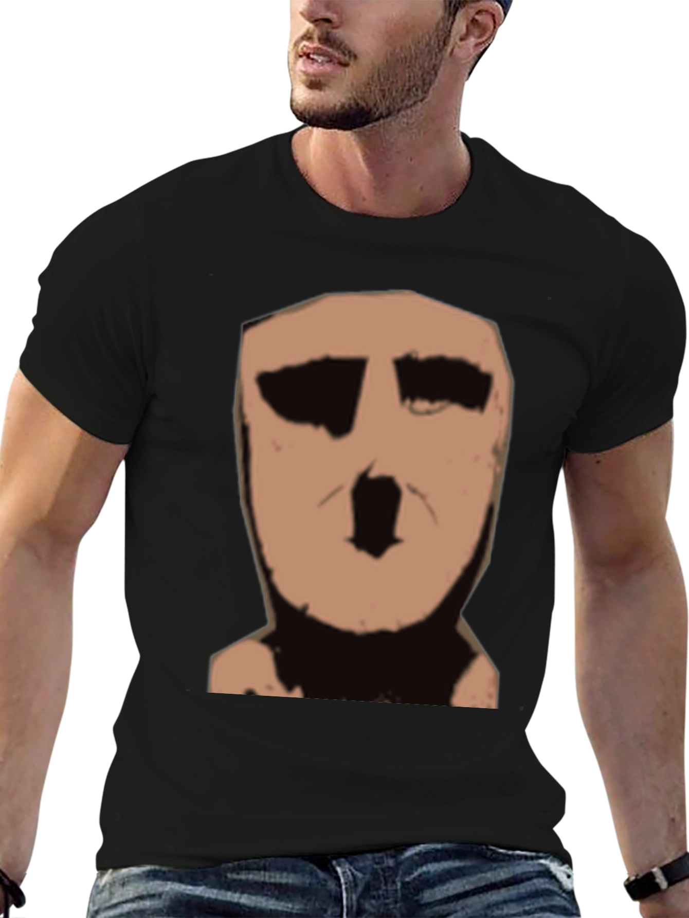 Black Abstract Face Graphic Black T-Shirt view 6