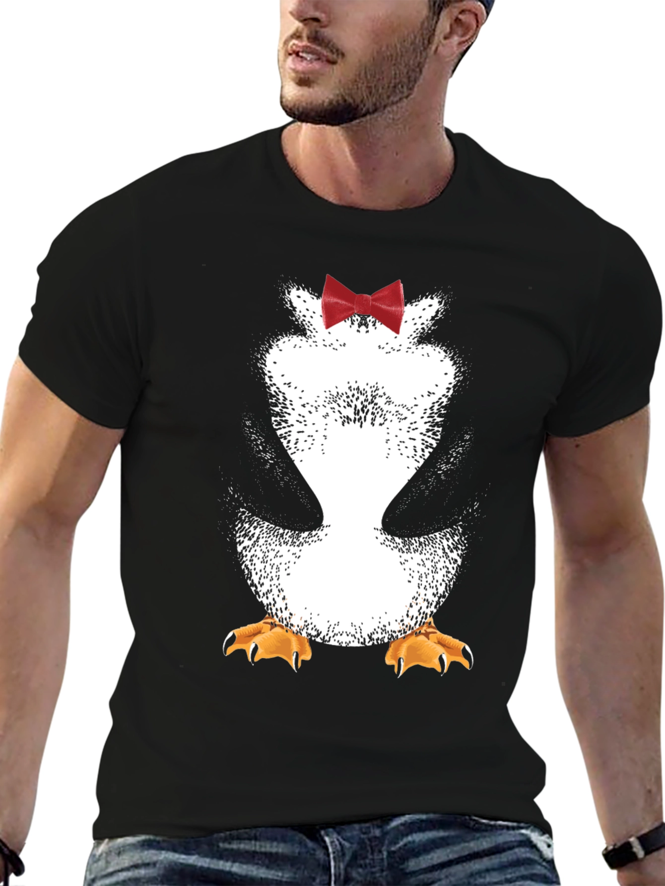 Black Penguin Bowtie Graphic Tee - Men's Novelty T-Shirt view 6