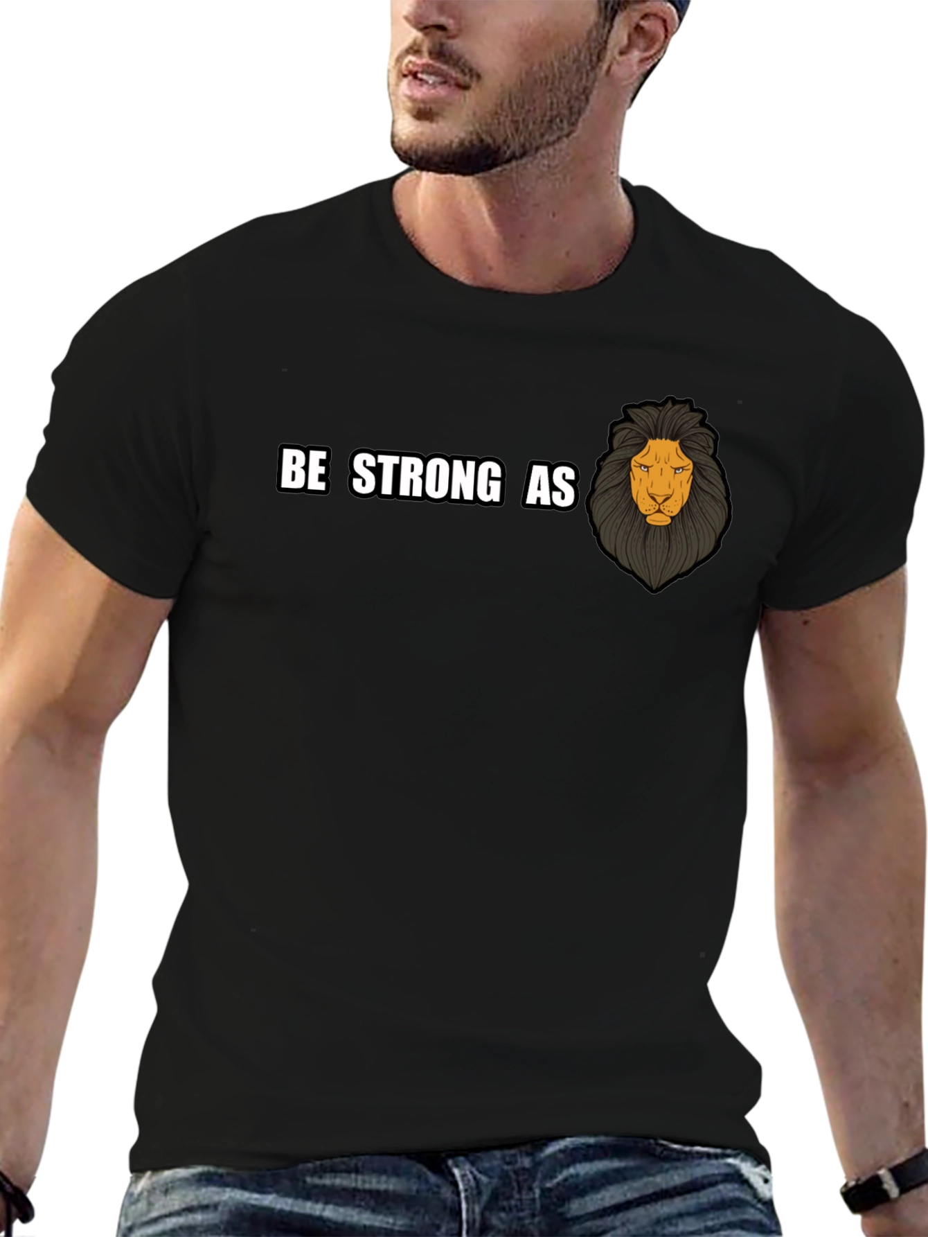 Black Be Strong As Lion Graphic T-Shirt view 6