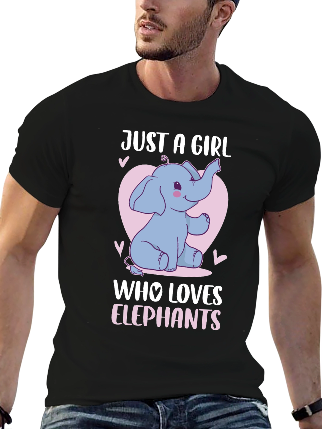 Black Just A Girl Who Loves Elephants T-Shirt view 6