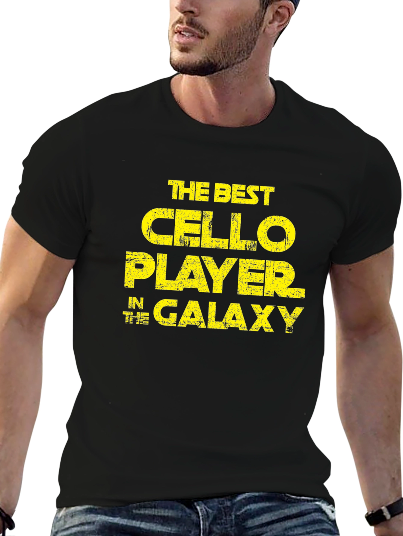 Black The Best Cello Player in The Galaxy T-Shirt view 6