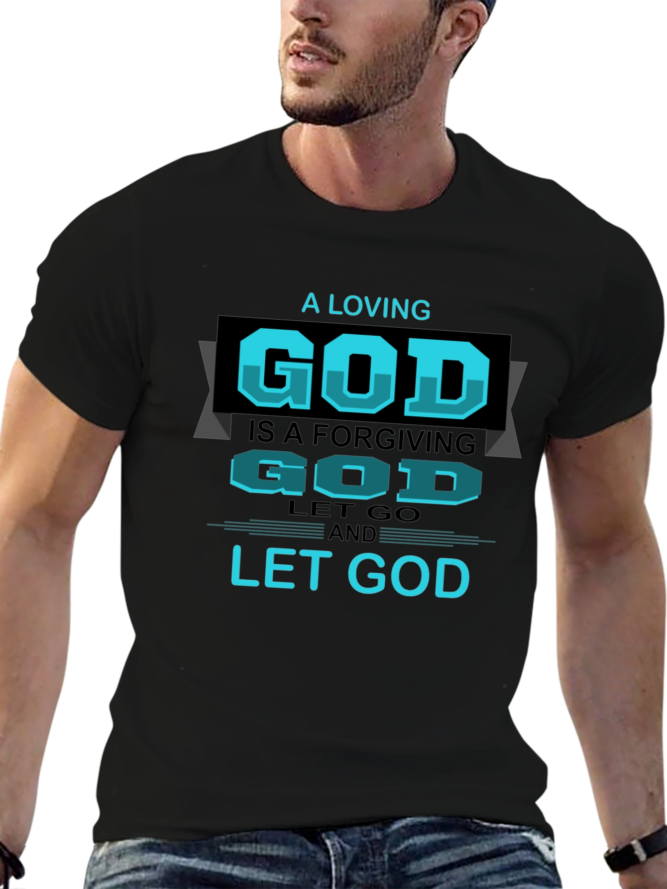 Black A Loving God Graphic T-Shirt view 6