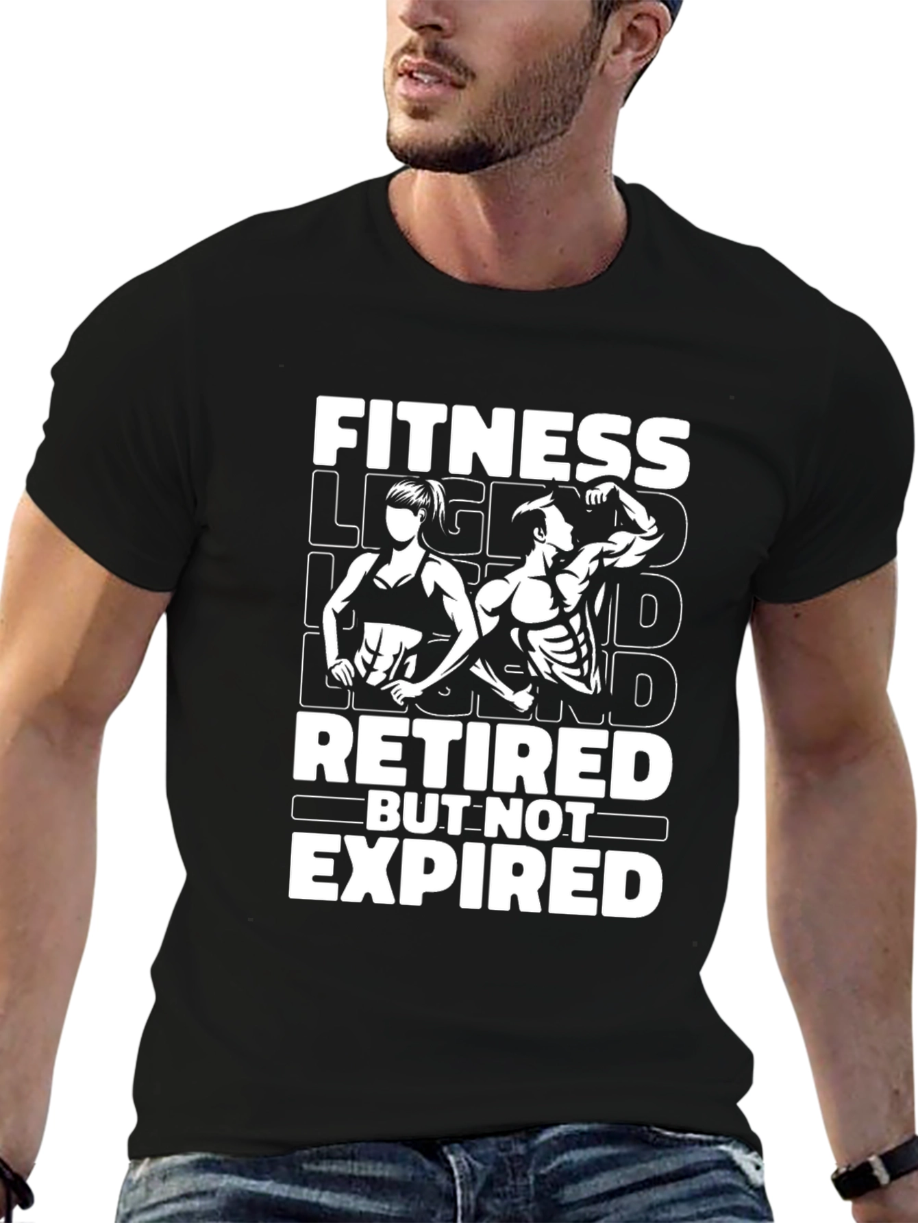 Black Fitness Legend Retired But Not Expired Black T-Shirt view 6