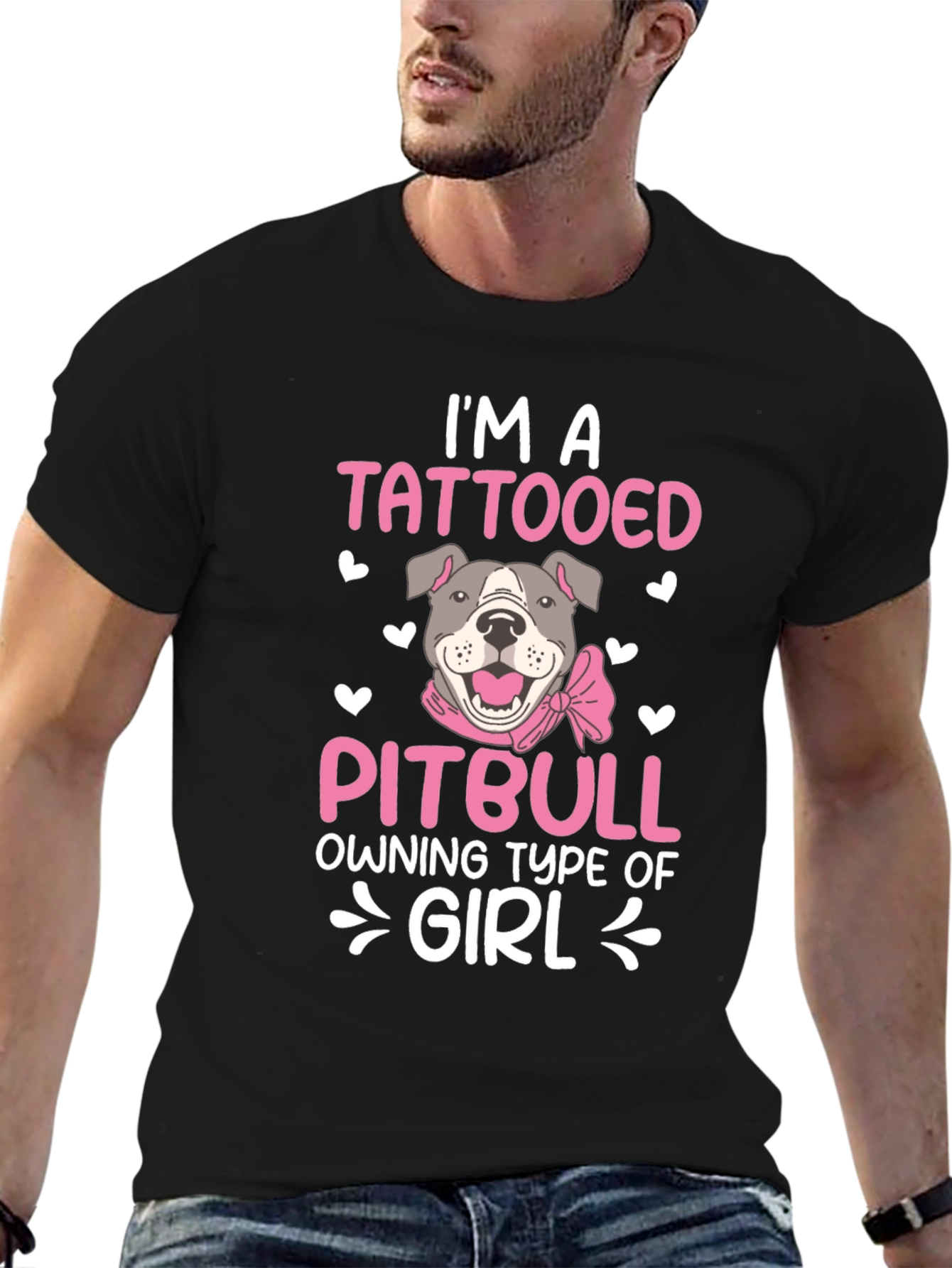 Black Tattooed Pitbull Girl T-Shirt view 6