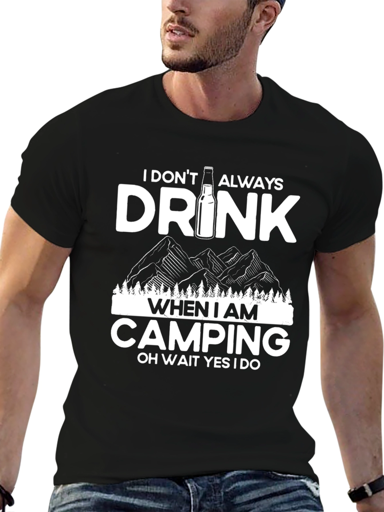 Black Funny Camping T-Shirt - I Drink When Camping view 6