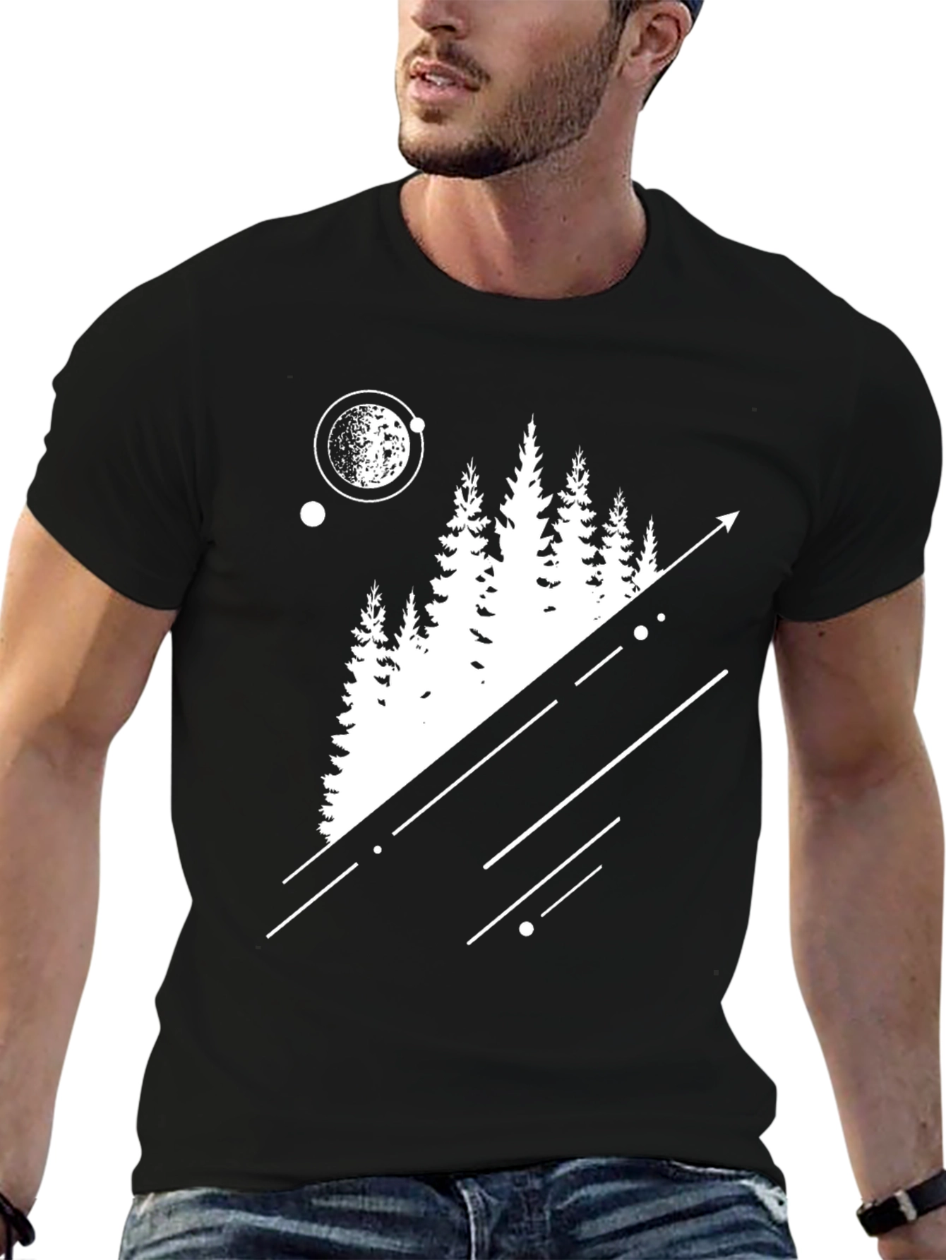 Black Modern Forest Tee - Graphic Print Black T-Shirt view 6