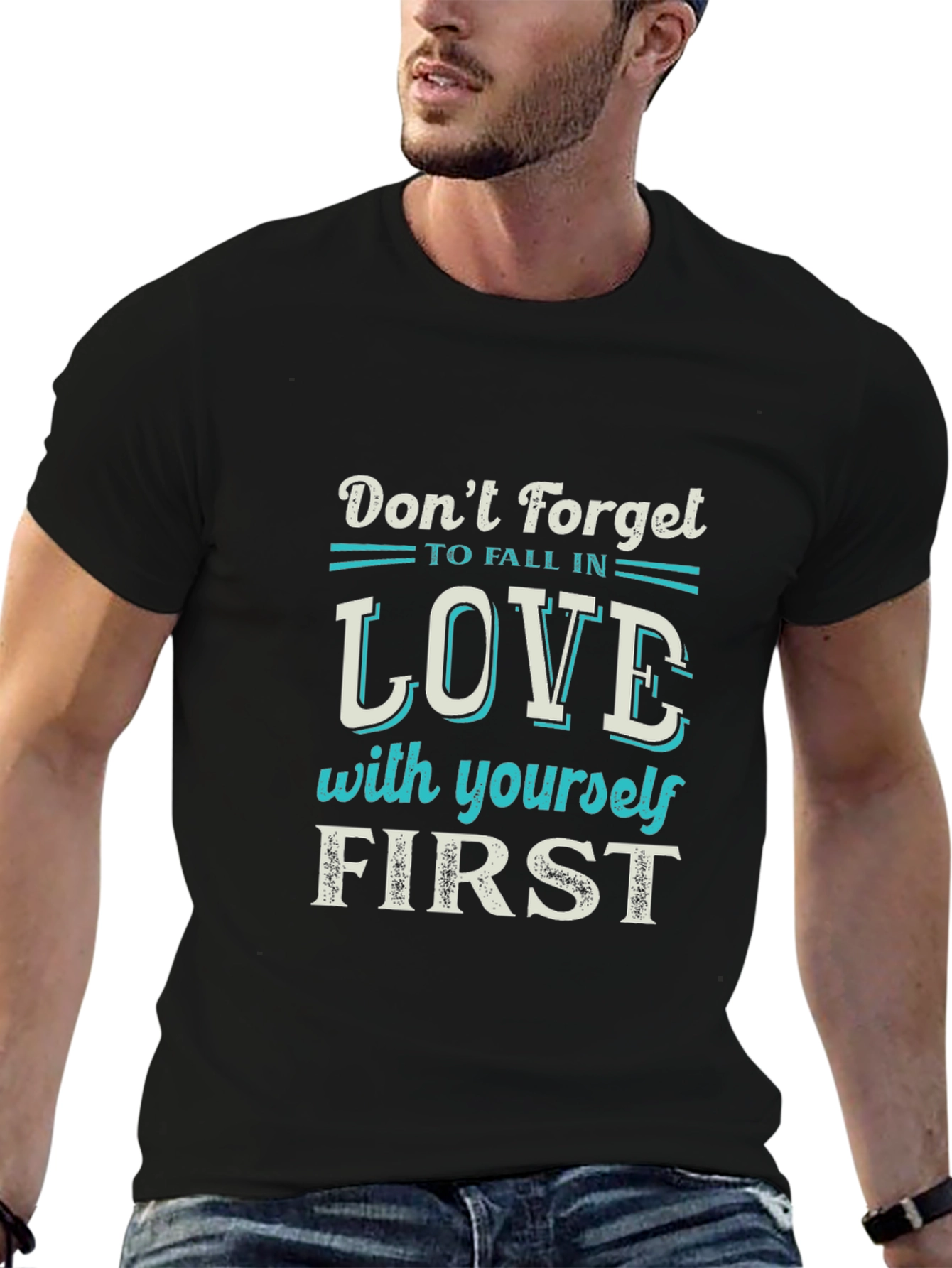 Black Love Yourself First Graphic Tee - Black view 6