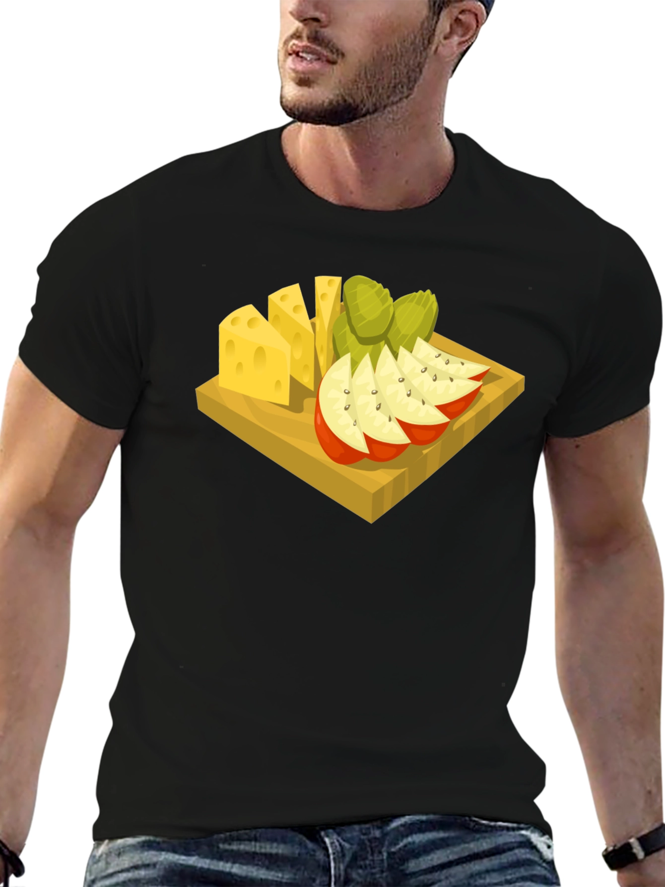 Black Cheese & Fruit Graphic Tee - Food Lover's Delight view 6