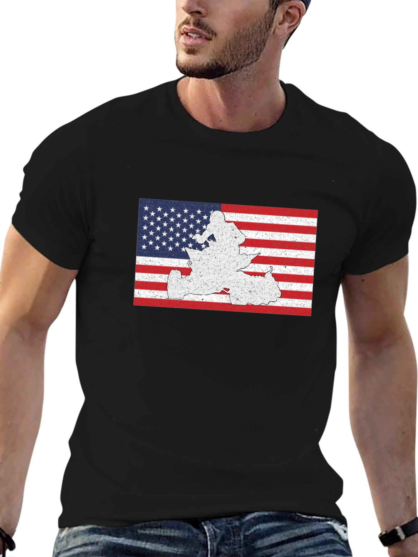 American Flag Snowmobile Graphic T-Shirt - 6