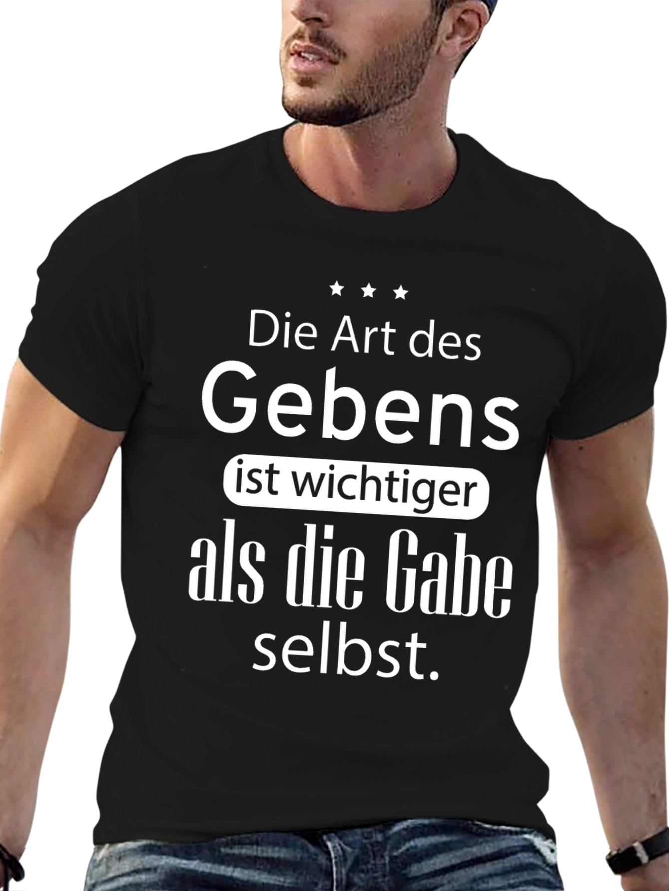 Black Giving is More Important T-Shirt - German Saying view 6