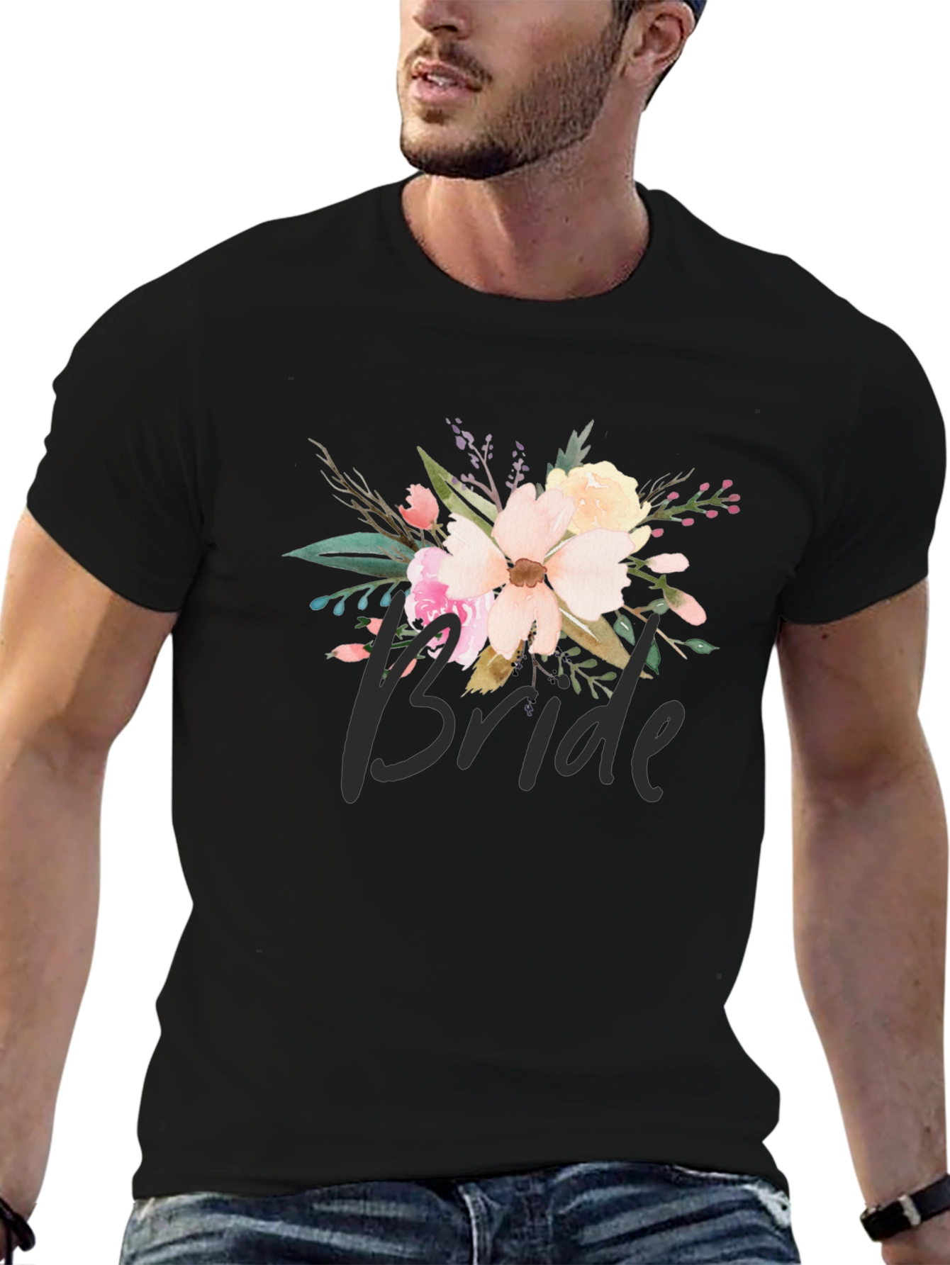 Black Bride Floral Graphic Black T-Shirt view 6