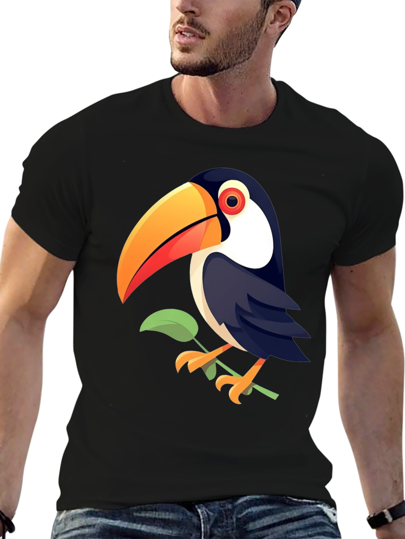 Black Toucan Graphic Print Black T-Shirt view 6