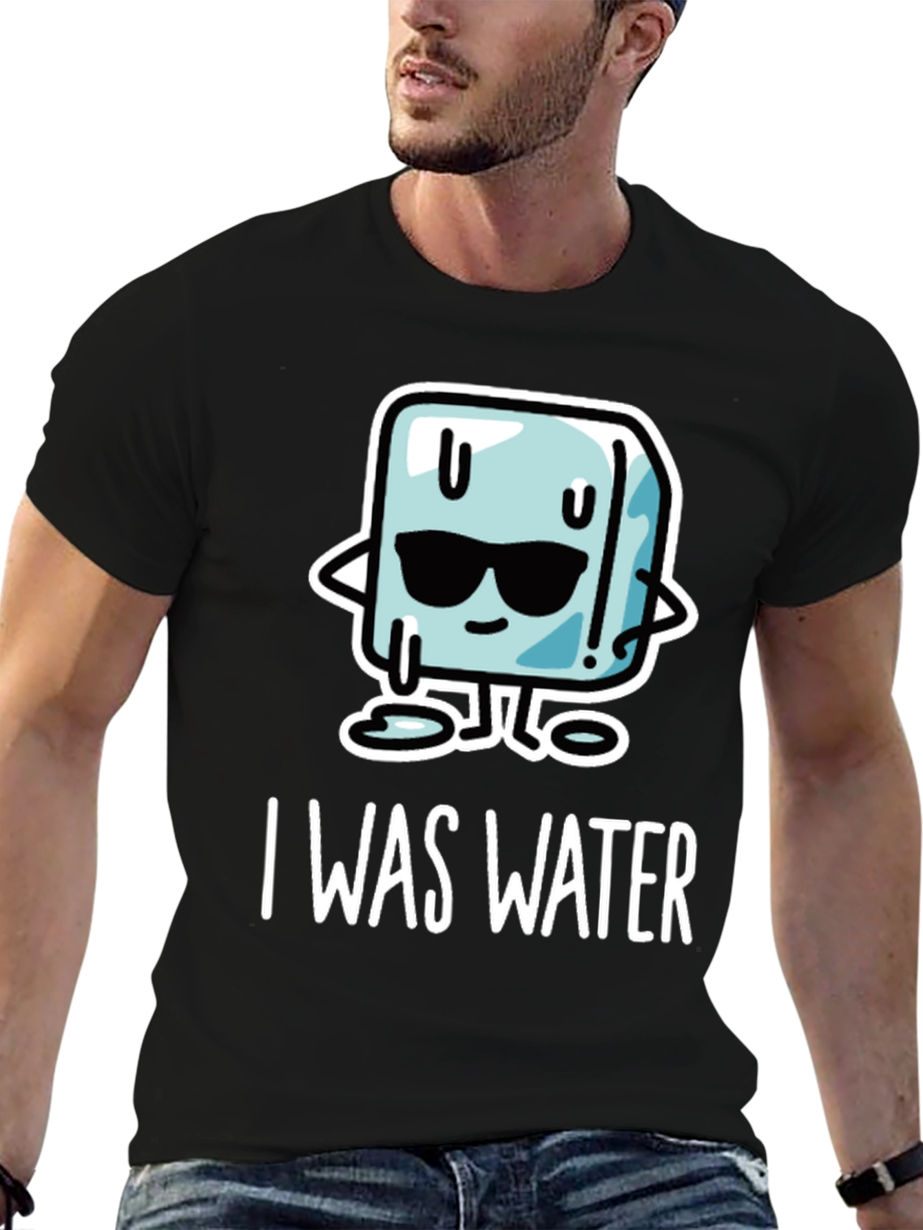 Black Cool Ice Cube T-Shirt - I Was Water Graphic Tee view 6