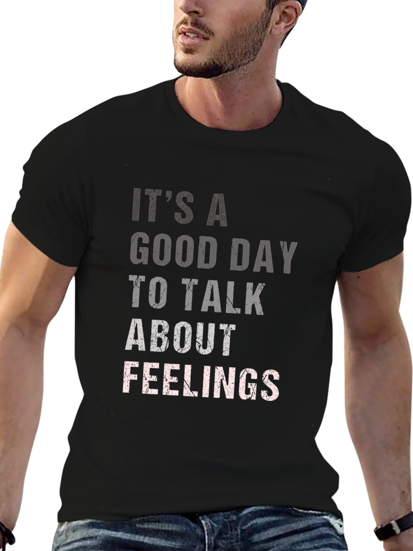 Black It's a Good Day to Talk About Feelings T-Shirt view 6
