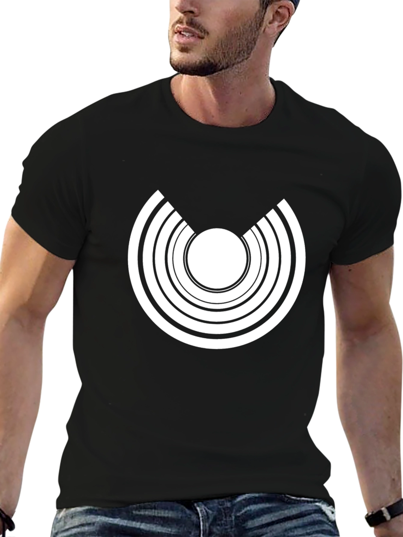 Black Abstract Graphic Black Tee view 6