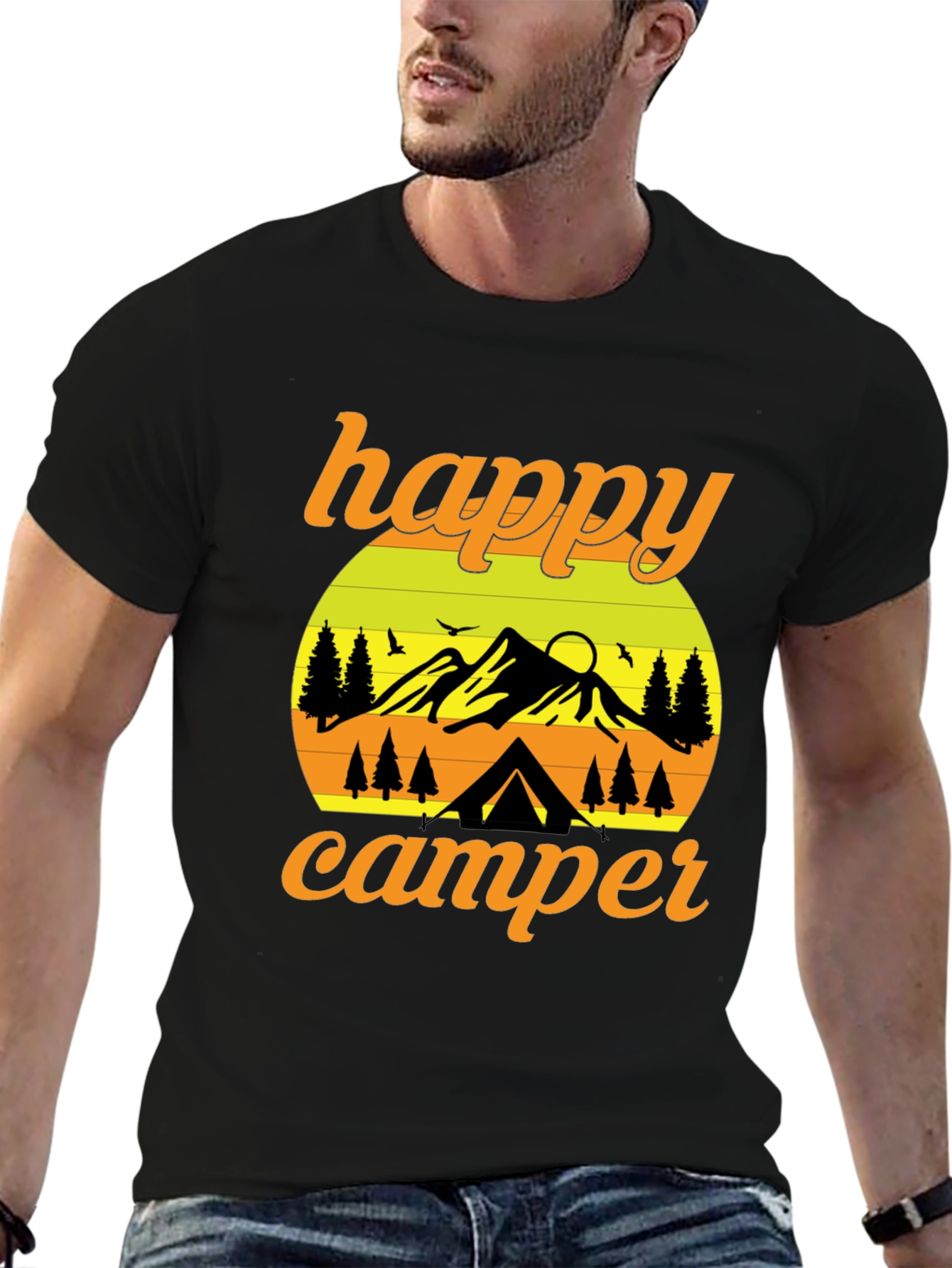 Black Happy Camper Graphic T-Shirt - Outdoor Adventure view 6