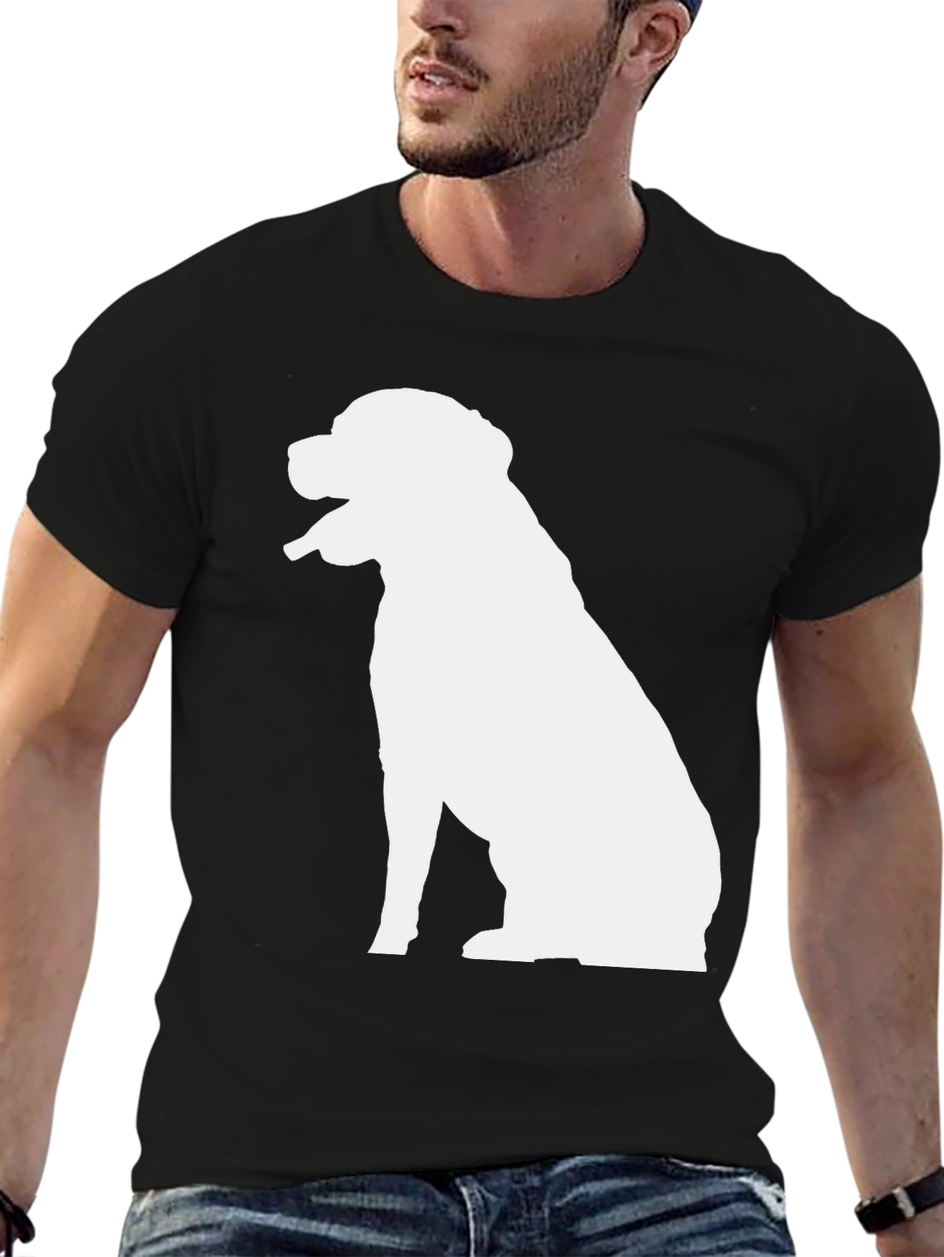 Black Dog Silhouette Graphic T-Shirt - Black view 6